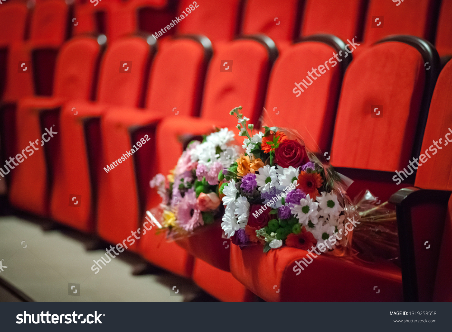 Year of theater in Russia. Scene. Theatrical scenery. Performance.Drama theatre hall. Angle lens. #1319258558
