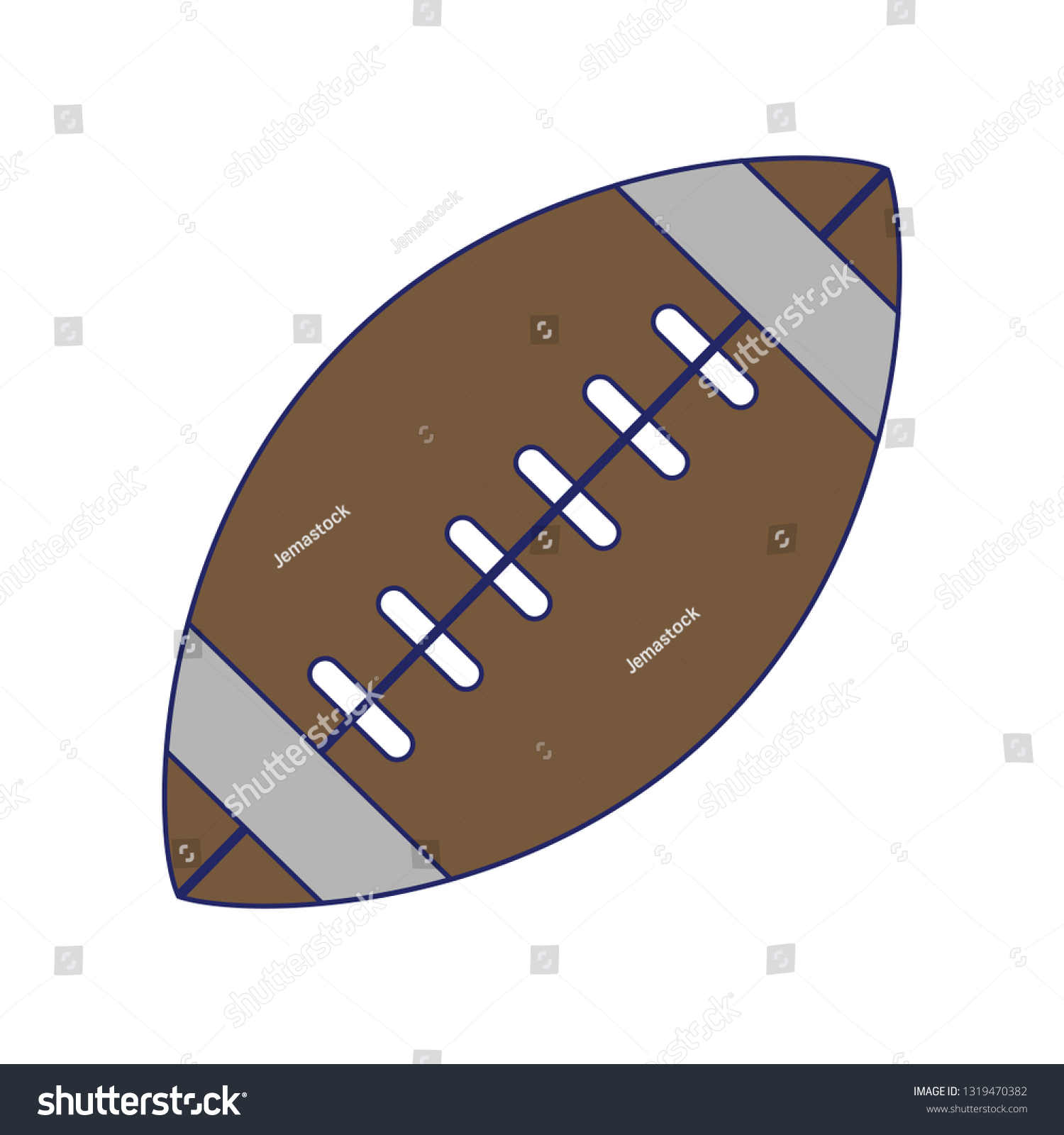 American football ball symbol blue lines Royalty Free Stock Vector