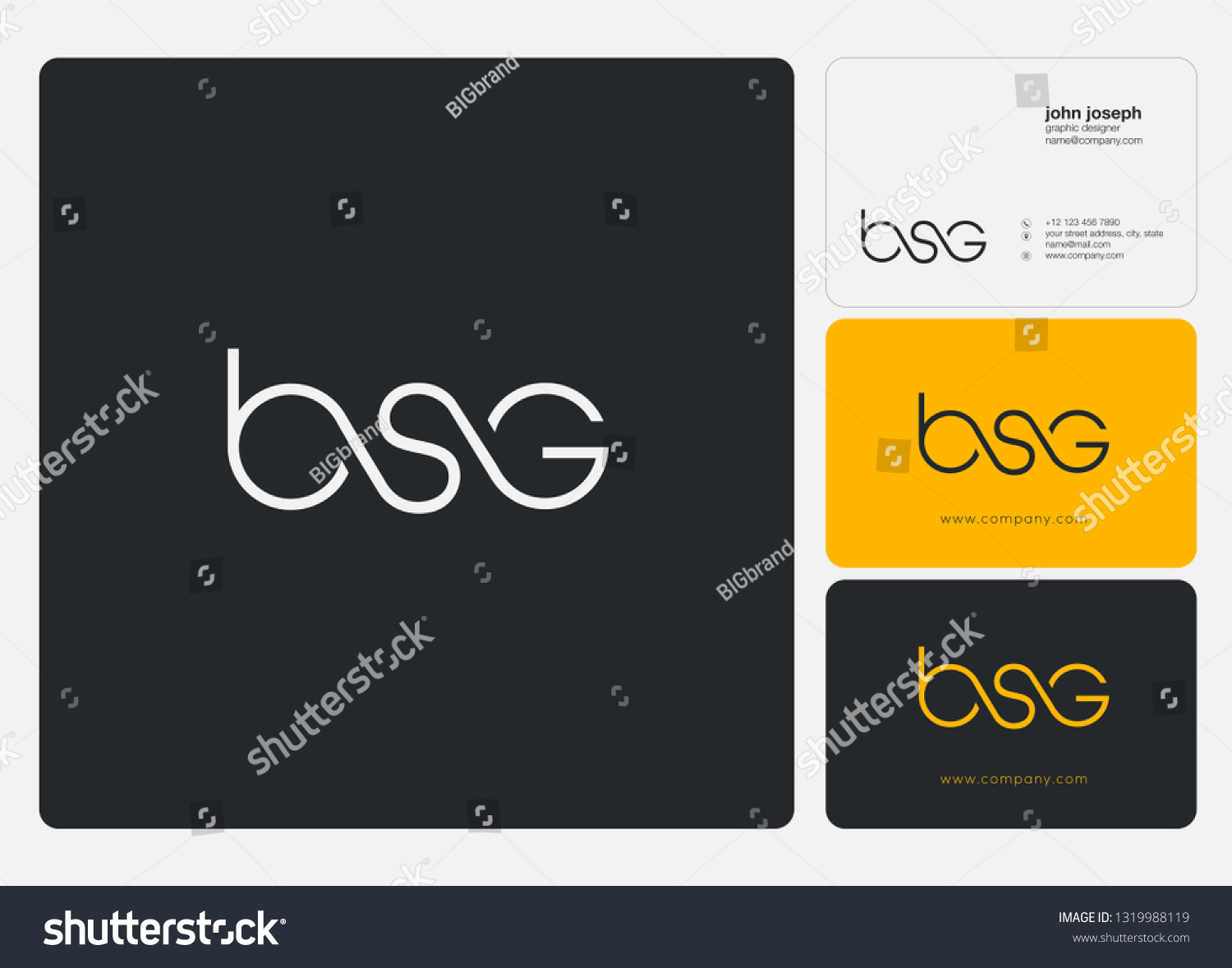 Letters BSG, B S G Logo Icon With Business Card - Royalty Free Stock ...