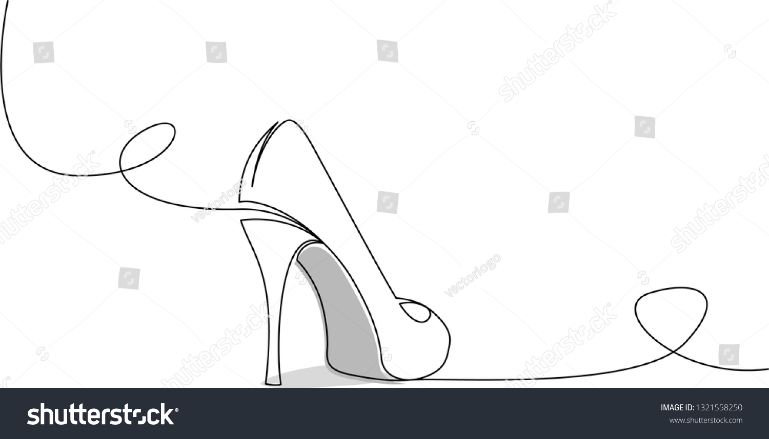 Continuous single line drawing of high heel  #1321558250