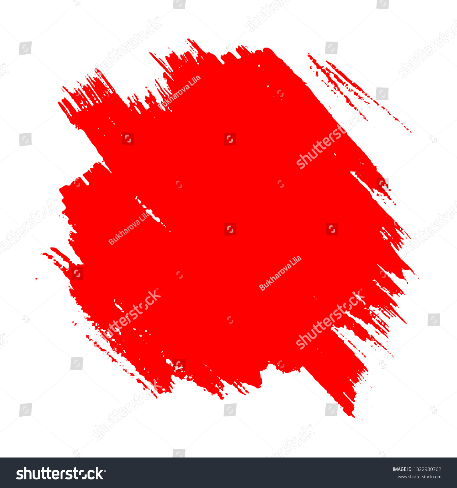 Brush painted grunge red spot isolated on white background, vector illustration #1322930762