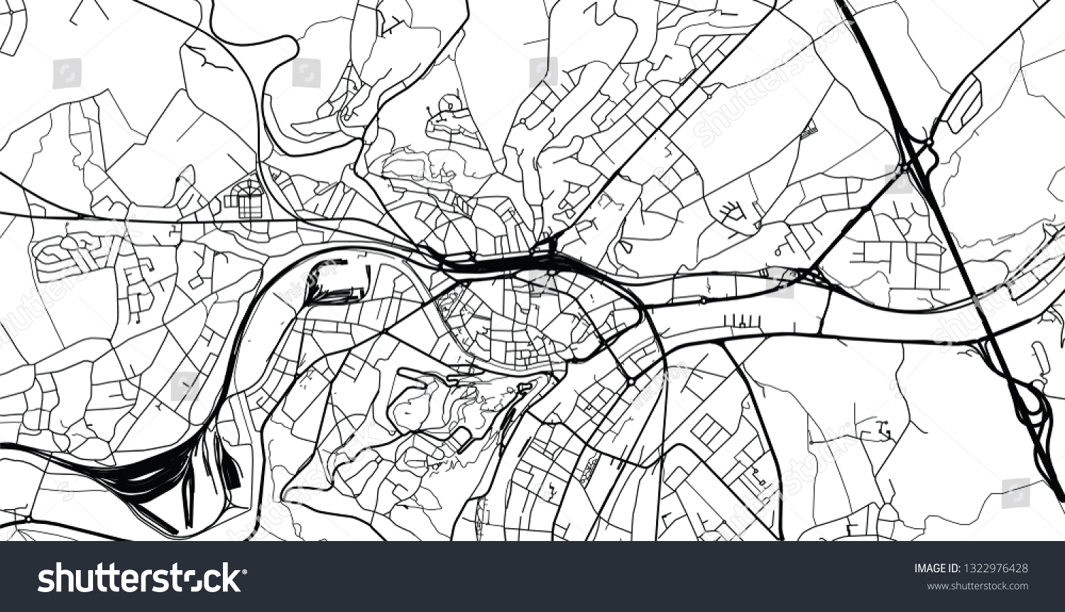 Urban Vector City Map Of Namur Belgium Royalty Free Stock Vector 1322976428 8359