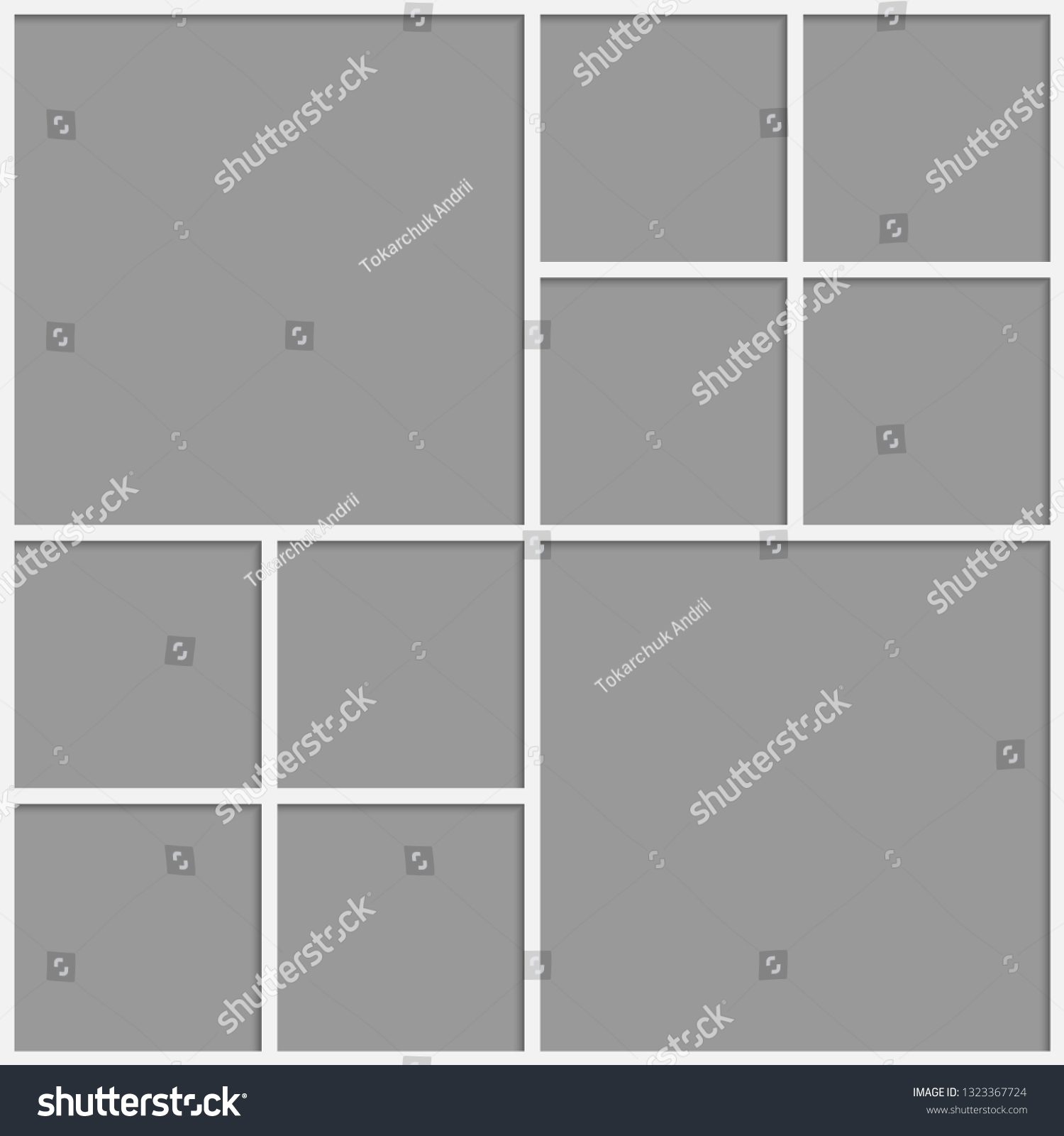 Templates Collage Ten Frames Photos Parts - Royalty Free Stock Vector 