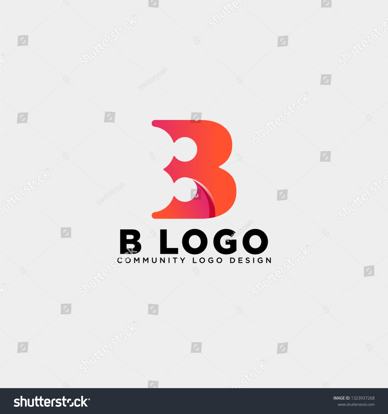 Letter B Community Human Logo Template Vector - Royalty Free Stock ...