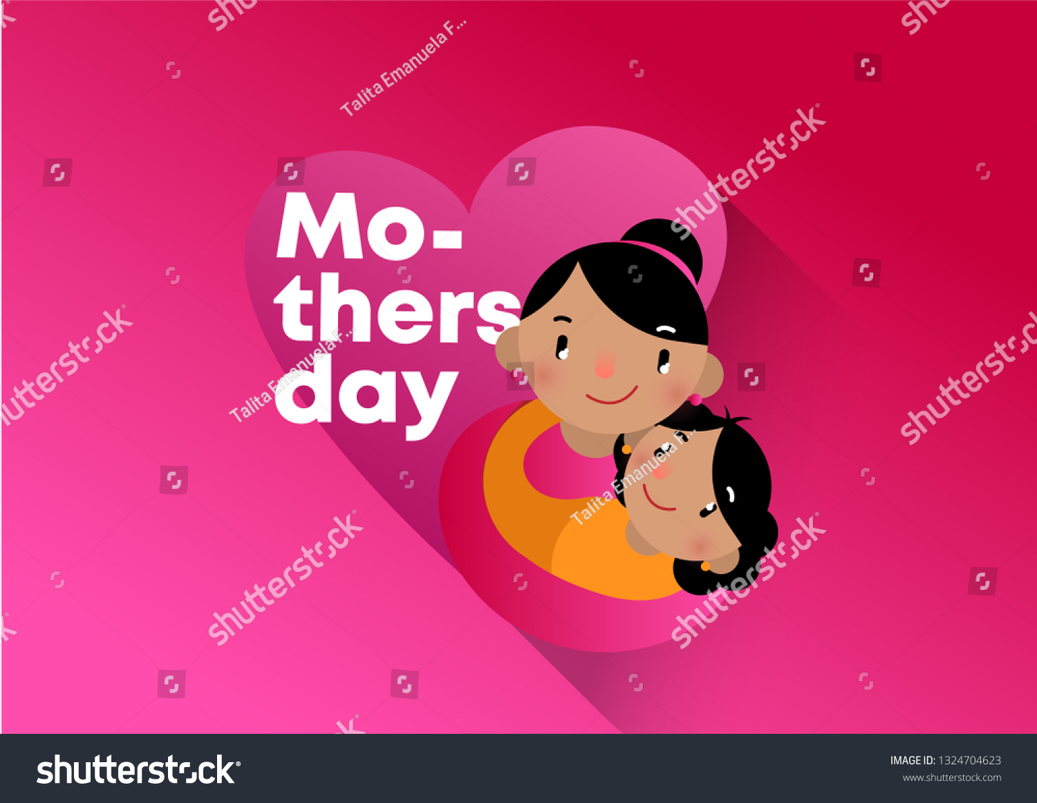 mothers day latin hug girls Royalty Free Stock Vector 1324704623