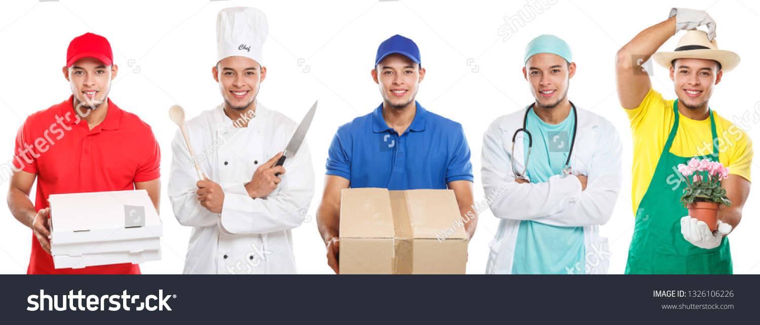 Occupations occupation education training profession doctor cook young latin man job isolated on a white background #1326106226
