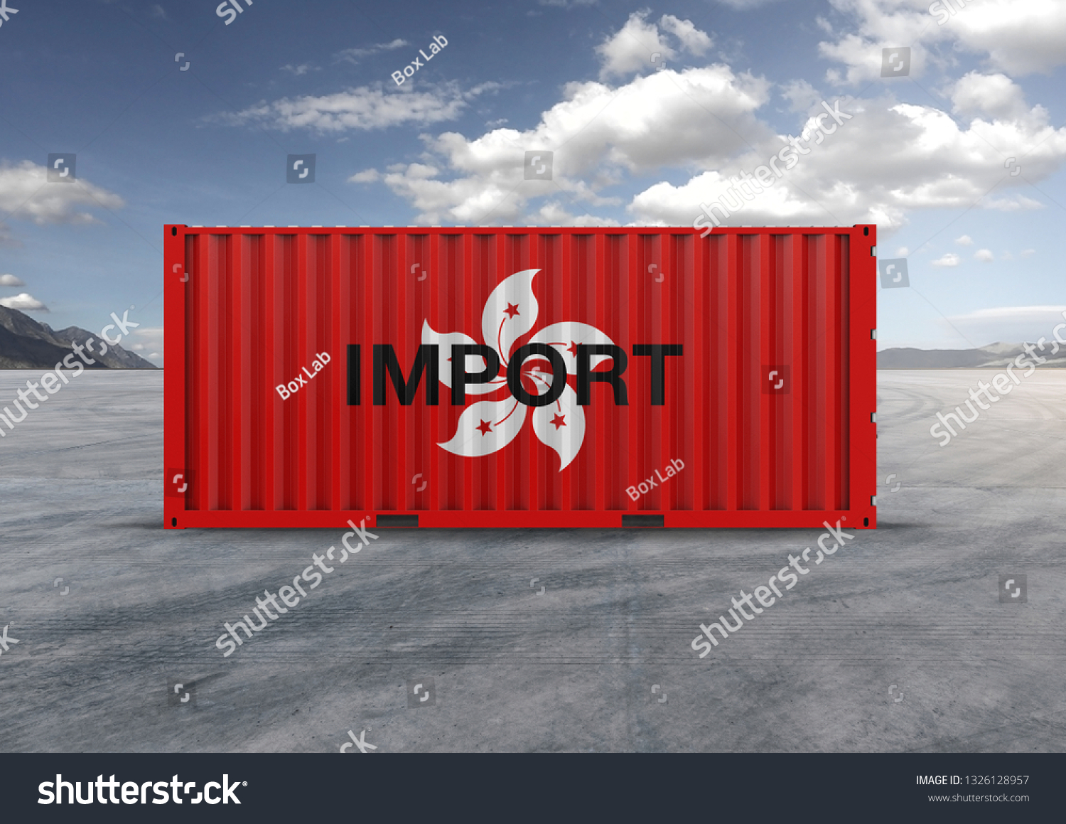 A container, for export and import in isolated background, 3D rendering, a key element in globalization, reduces freight costs and speeds up logistics. Used by the 10 largest importers and exporters. #1326128957