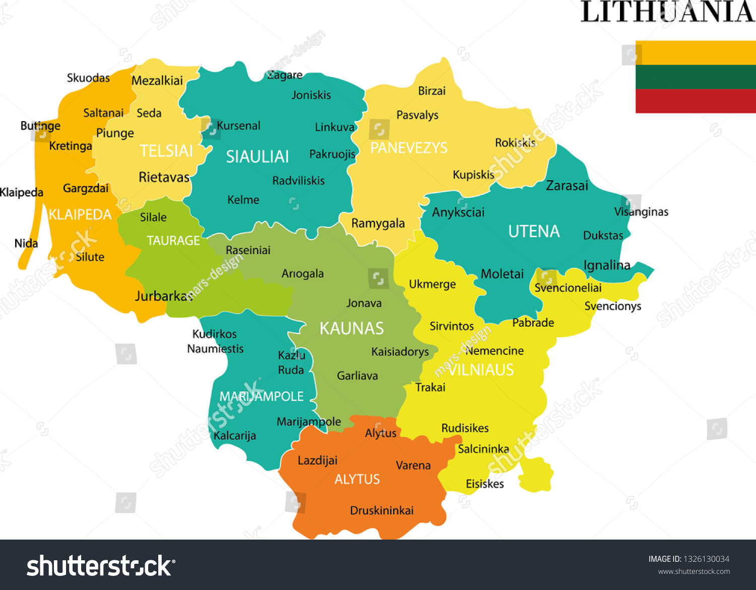 Lithuania Map Vector Illustration,lithuania Map - Royalty Free Stock ...