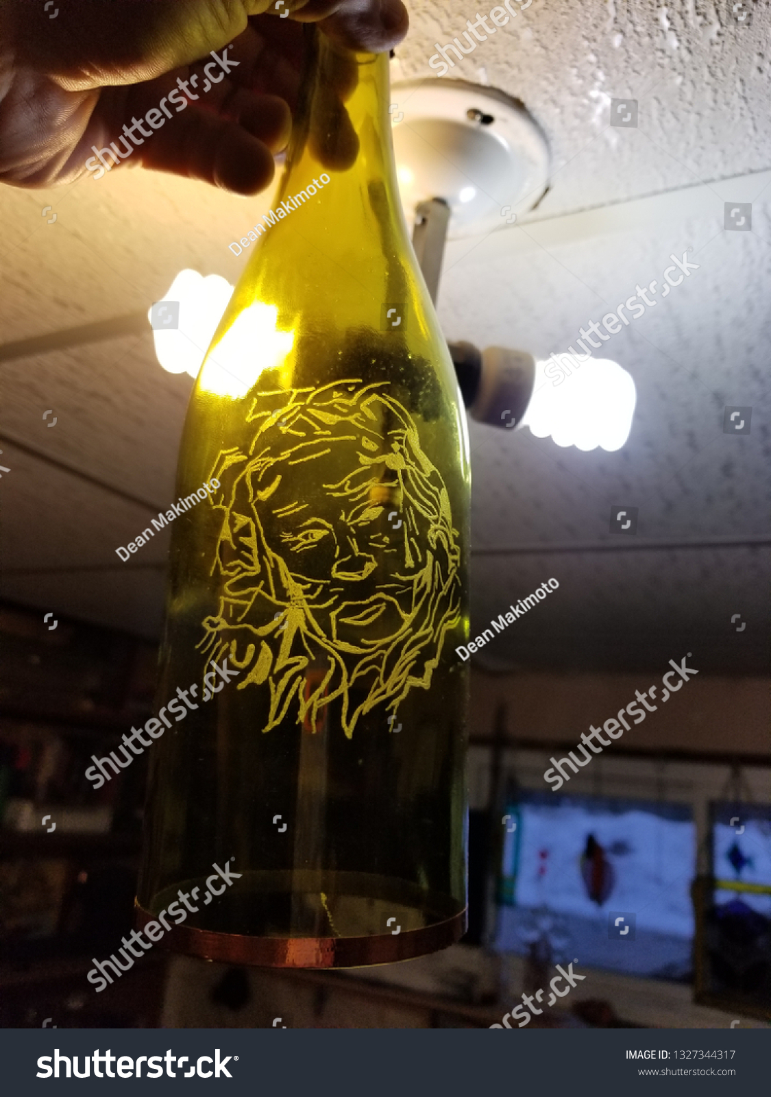 glass etching, wine bottle, lamps  #1327344317