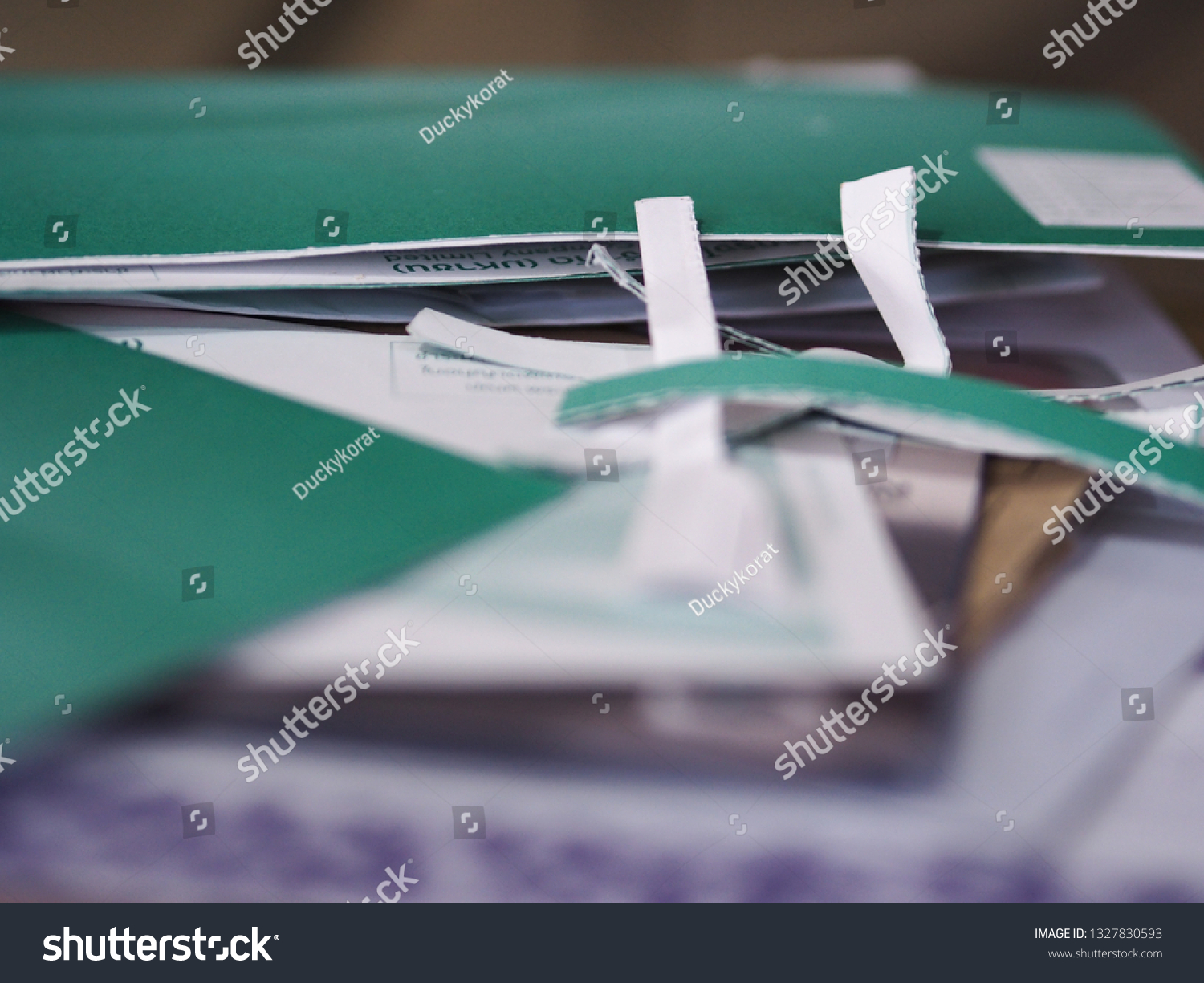 Envelopes from credit cards on a blurred background,selection focus only some point on image #1327830593