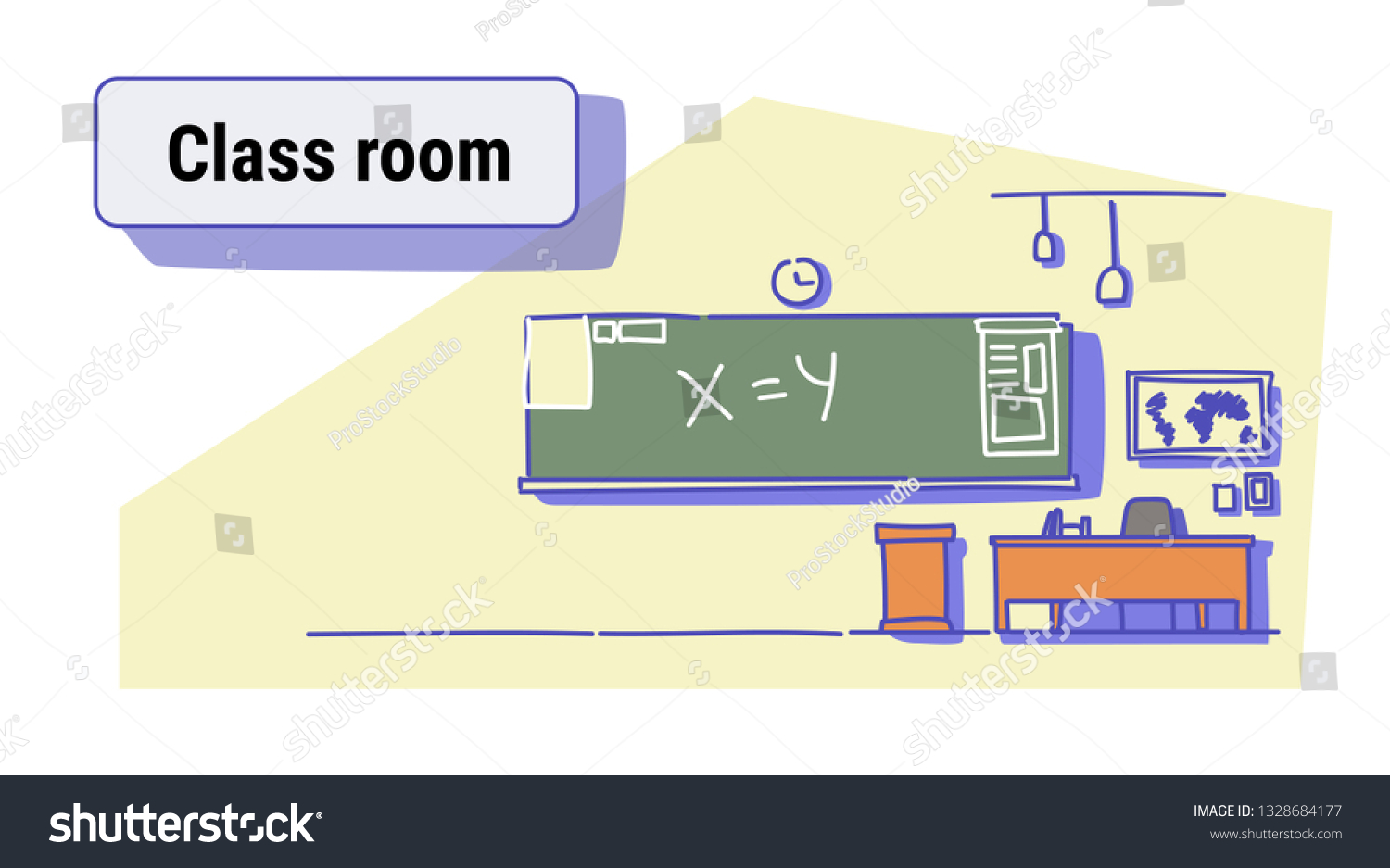 Class Room Interior Empty School Classroom With Royalty Free Stock Vector 1328684177 