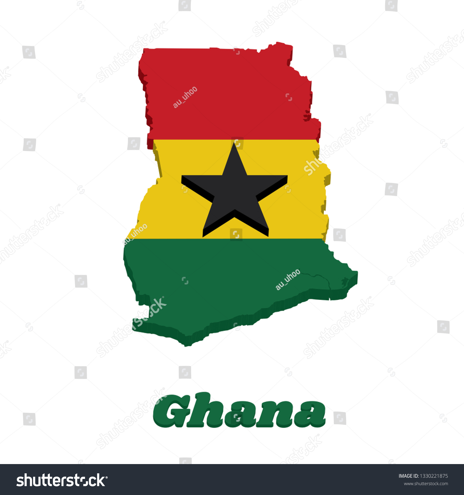 3d Map Outline And Flag Of Ghana A Horizontal Royalty Free Stock