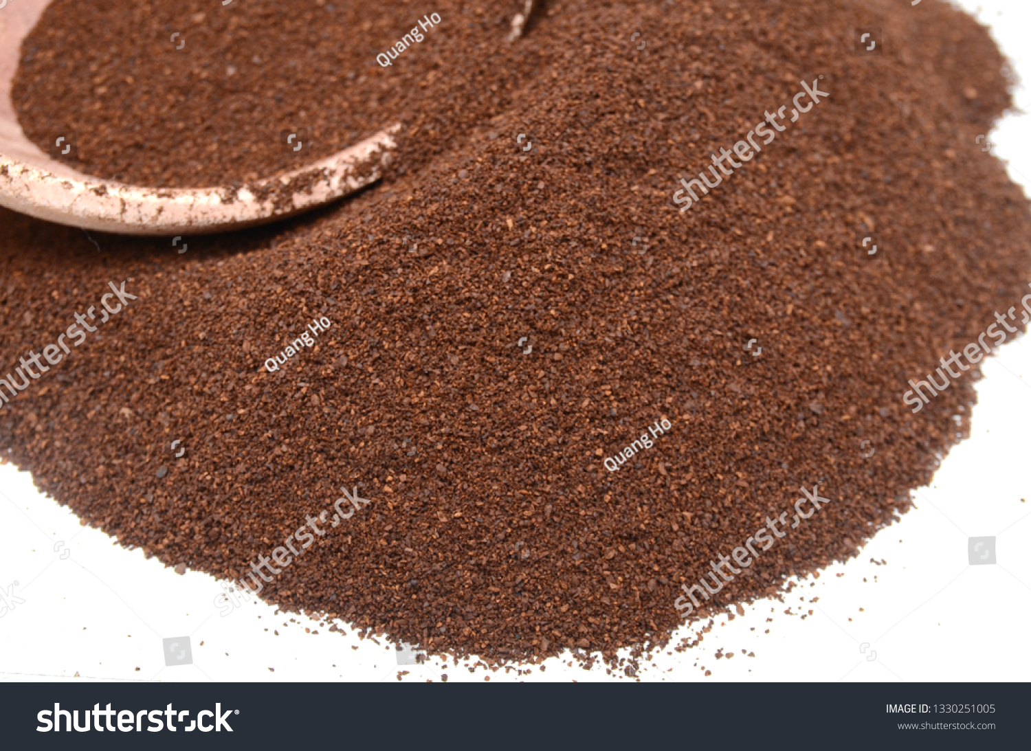 Taste of ground medium coffee closeup #1330251005
