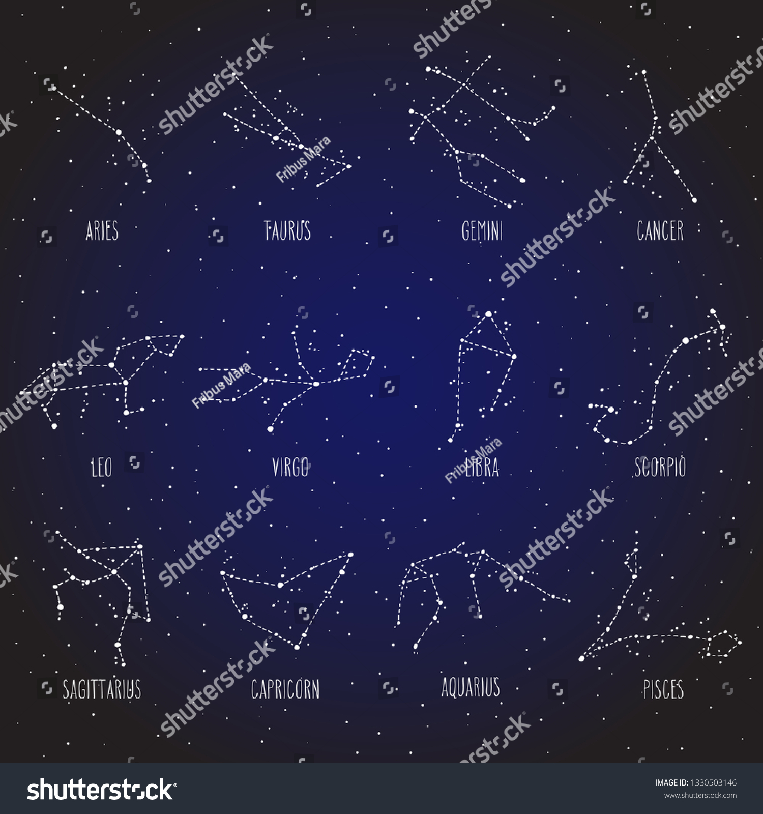 Hand Drawn Zodiac Sign Constellations Vector Royalty Free Stock Vector Avopix Com