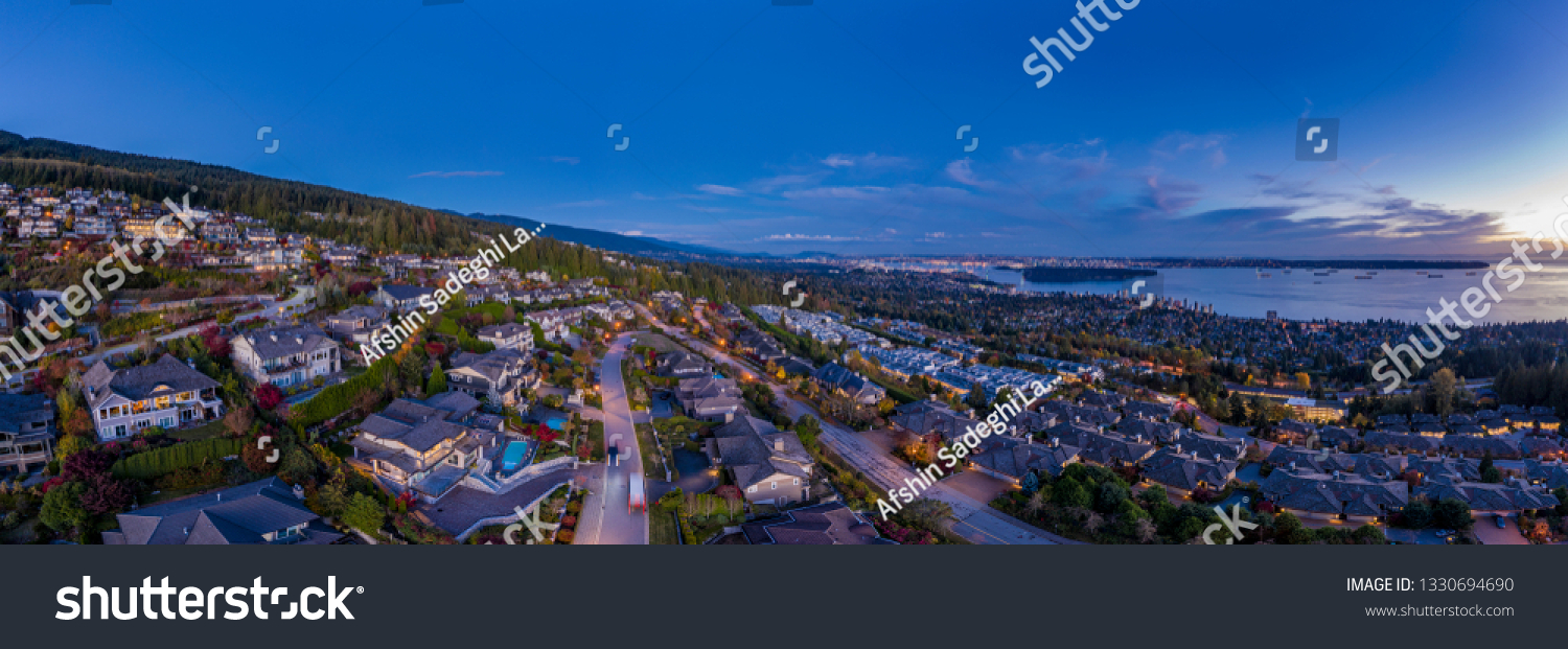 Panoramic Arial Shot from West Vancouver to Downtown #1330694690