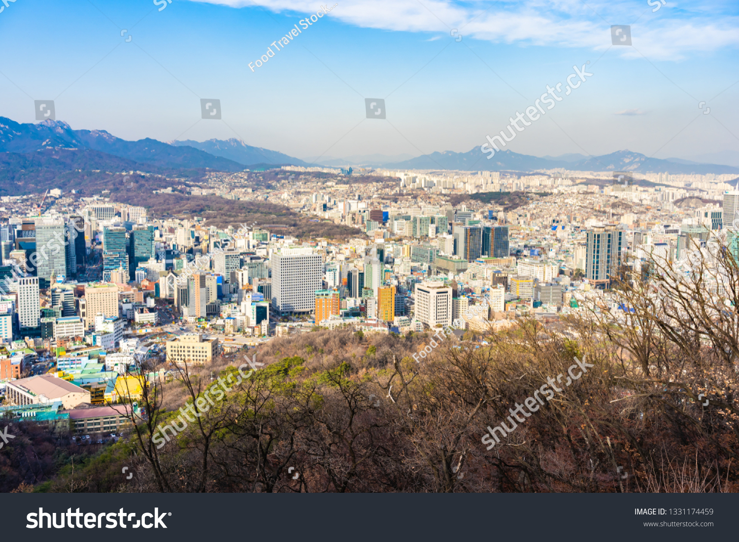 Beautiful landscape and cityscape with architecture and building in Seoul city South Korea #1331174459