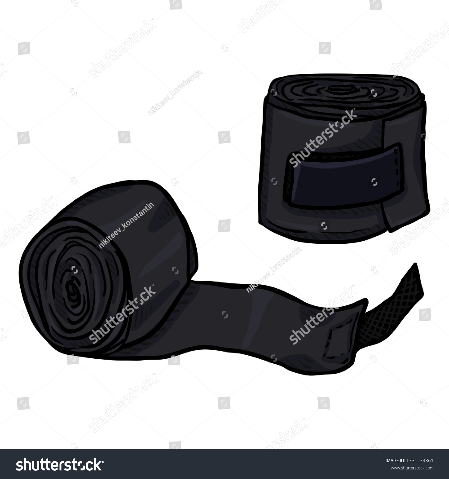 Vector Cartoon Black Rolled Boxing Bandages for - Royalty Free Stock ...