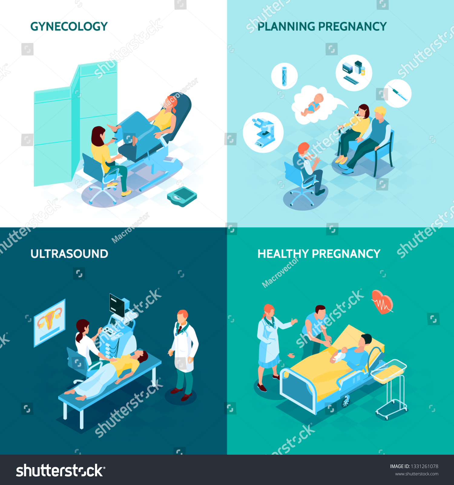 Gynecology and pregnancy concept icons set with - Royalty Free Stock ...