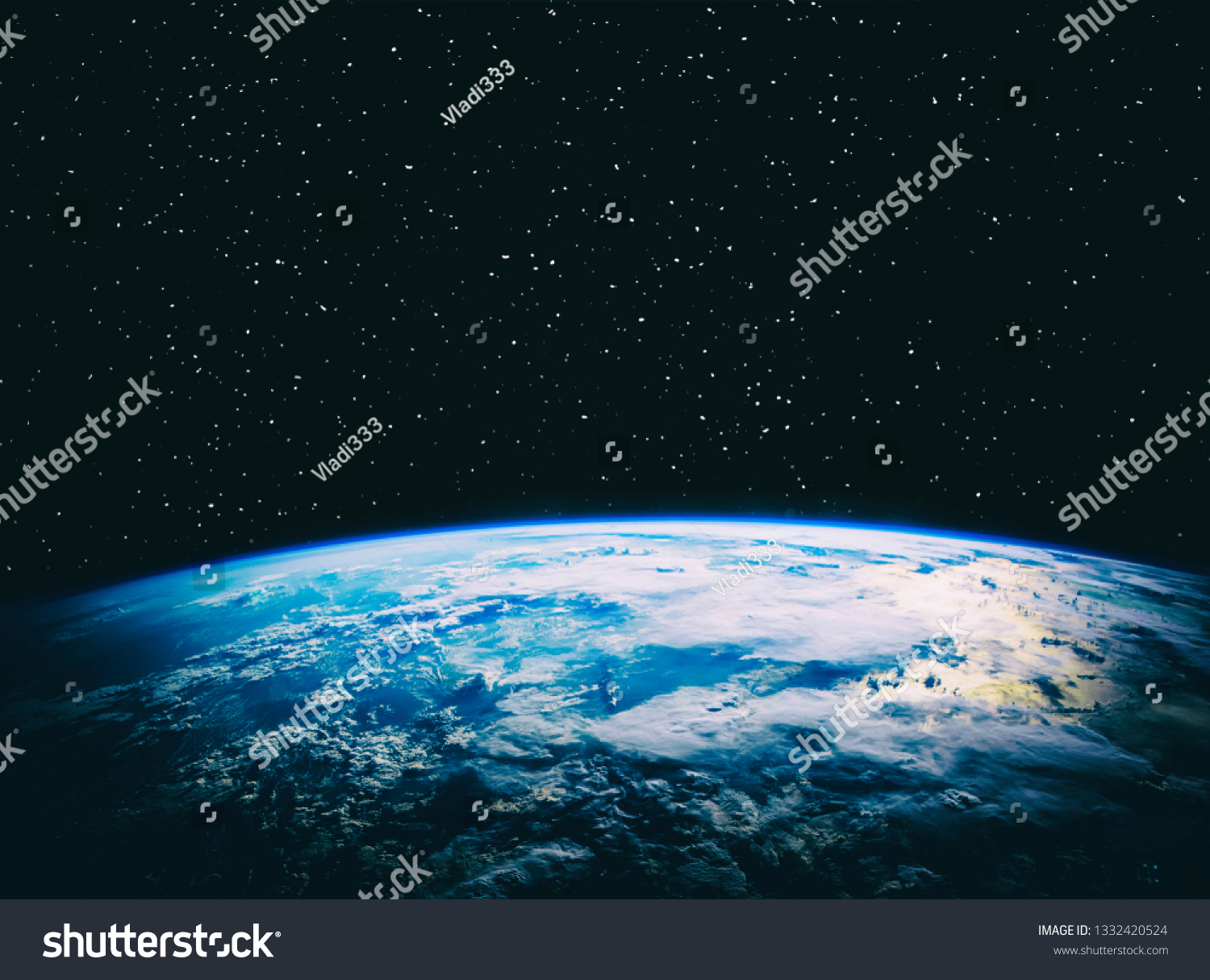 Earth and stars. Blue earth. Great for background.  The elements of this image furnished by NASA.
 #1332420524