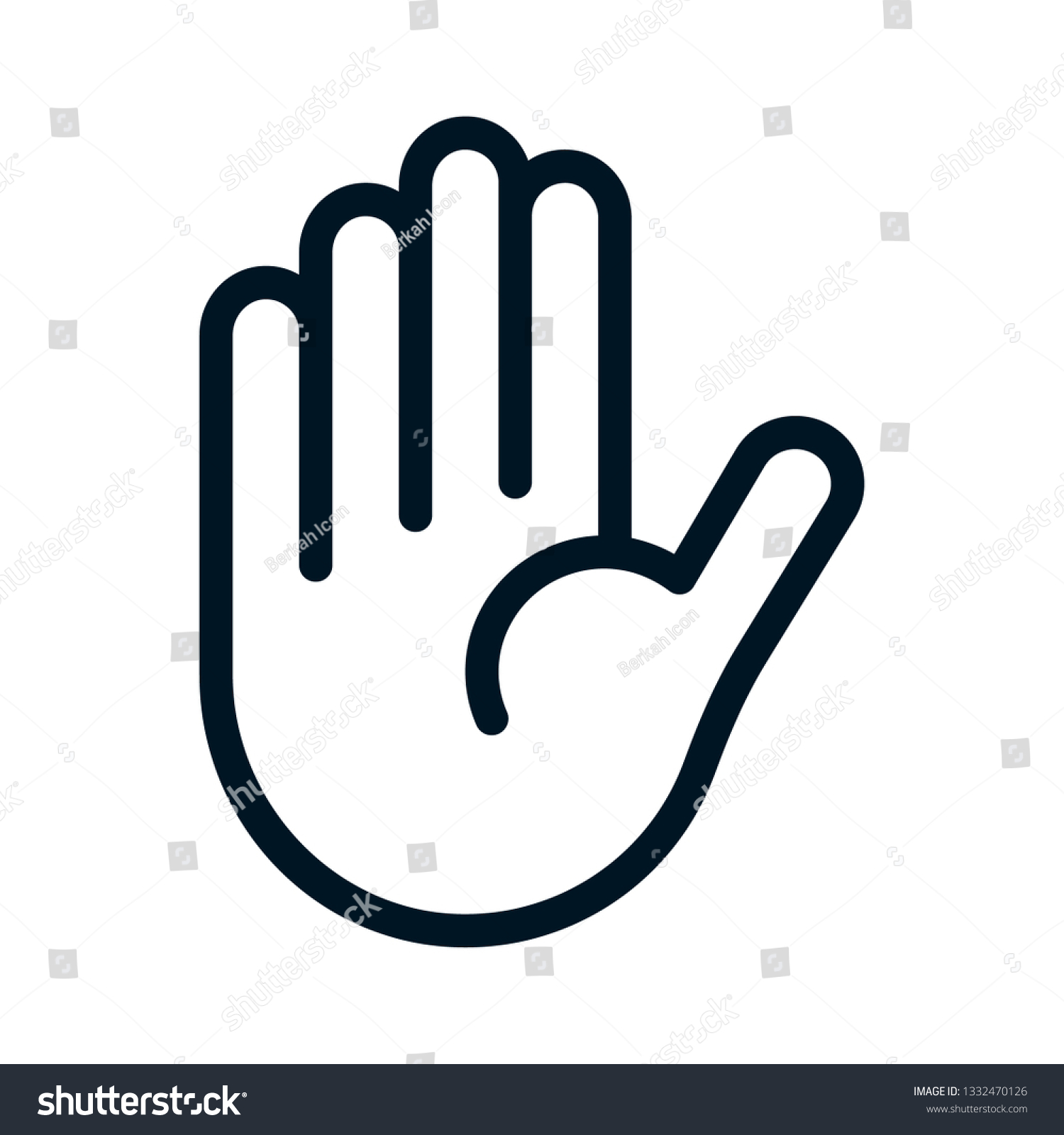 Stop or High Five Hand Icon Outline - Royalty Free Stock Vector ...