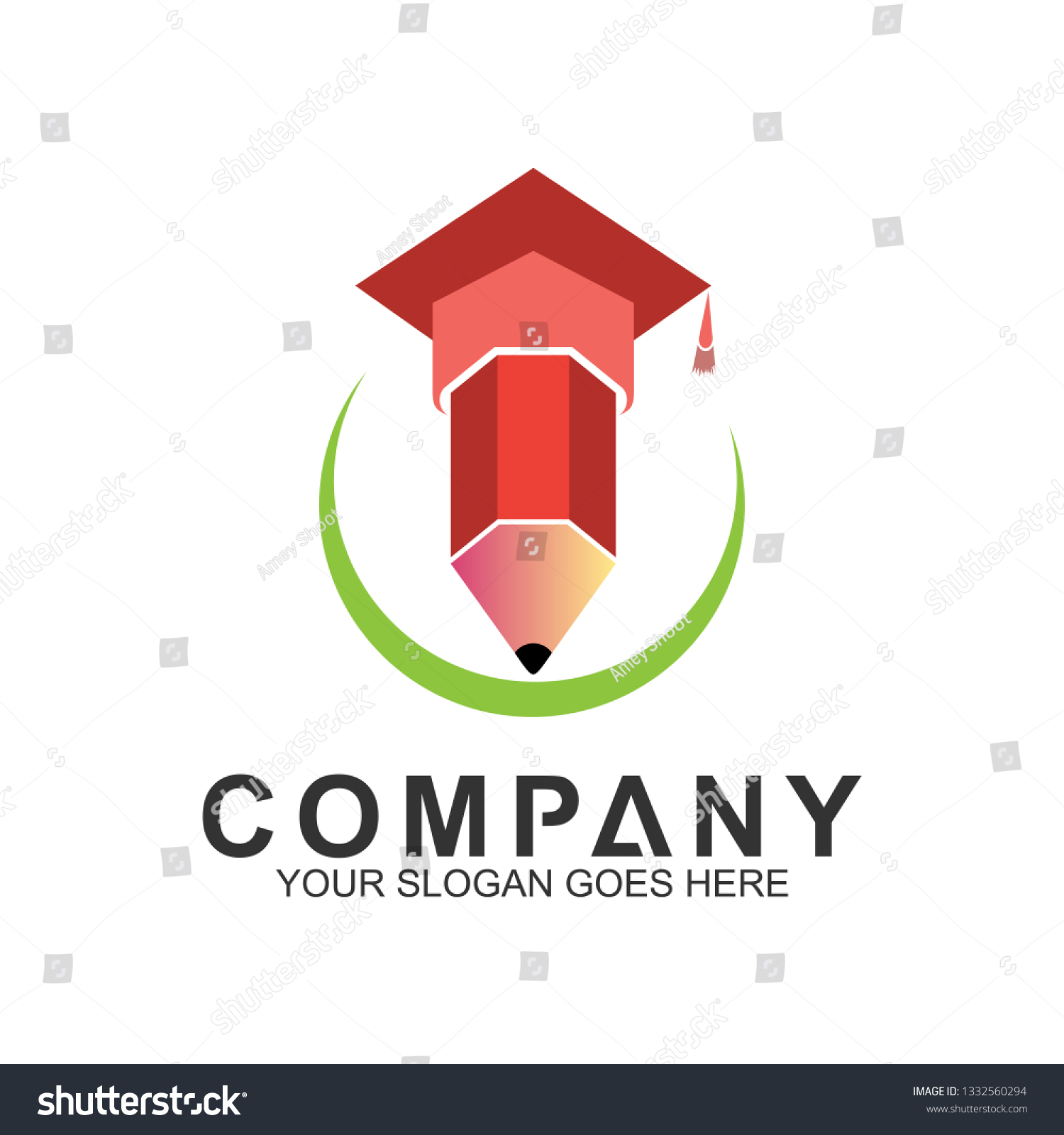 pencil + toga hat for education logo template - Royalty Free Stock ...