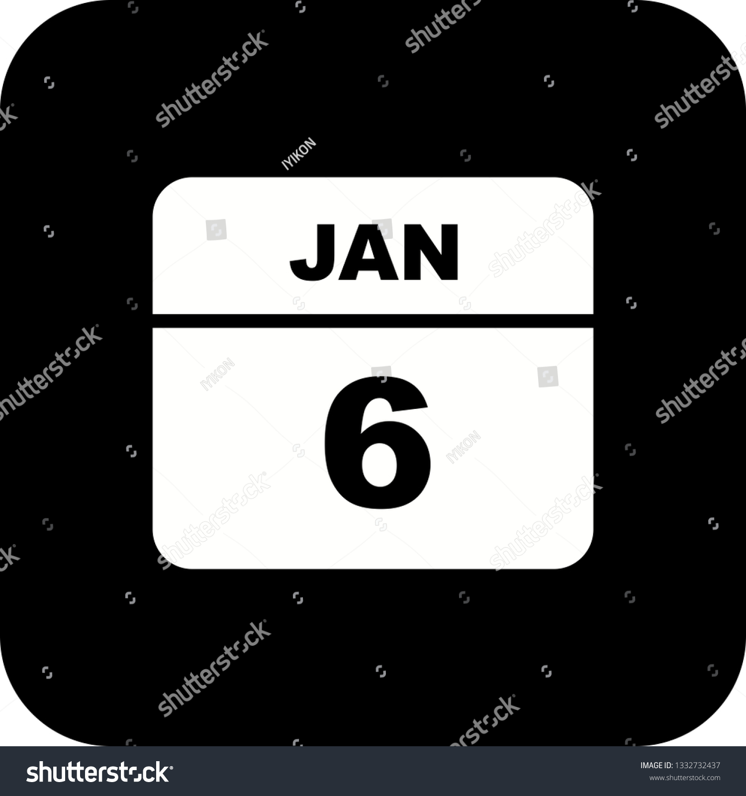 January 6th Date on a Single Day Calendar - Royalty Free Stock Vector ...