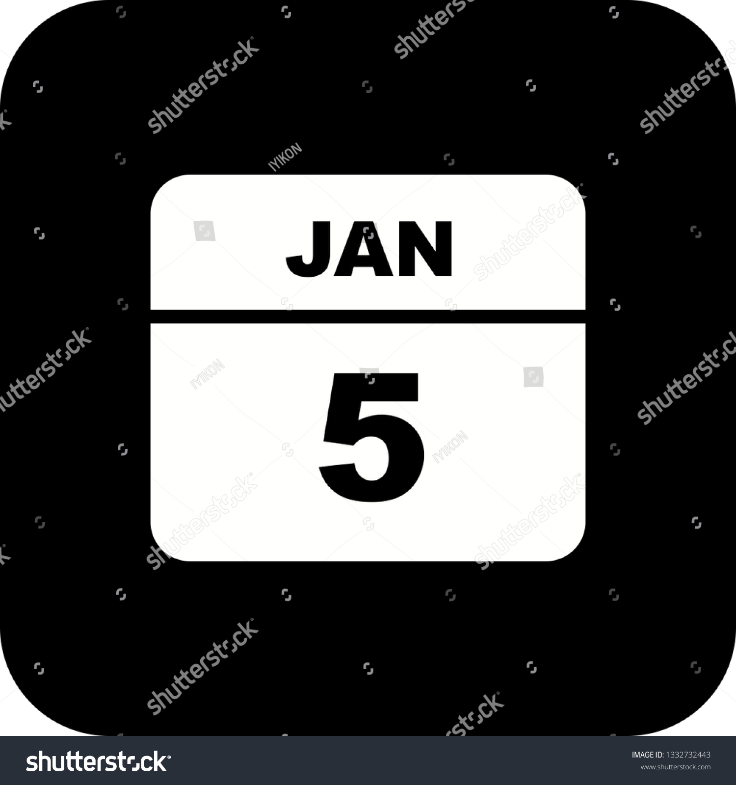 January 5th Date on a Single Day Calendar Royalty Free Stock Vector