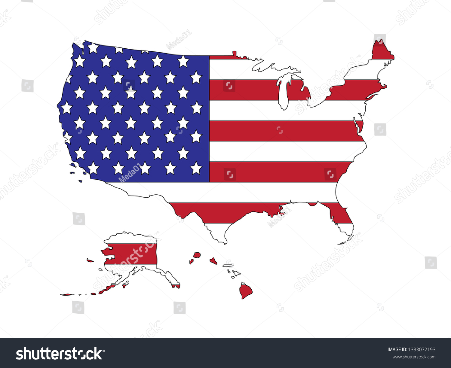 Vector File Of American Map With Alaska And Royalty Free Stock Vector   Avopix 1333072193 