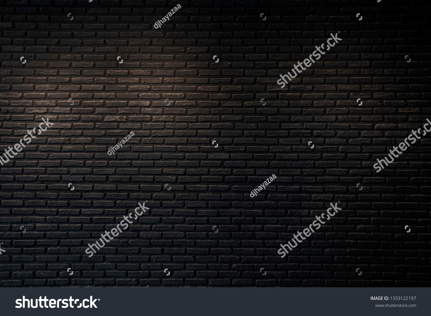 Old  wall with  brick texture ,black brick wall texture for interior design vintage dark tone. #1333122197