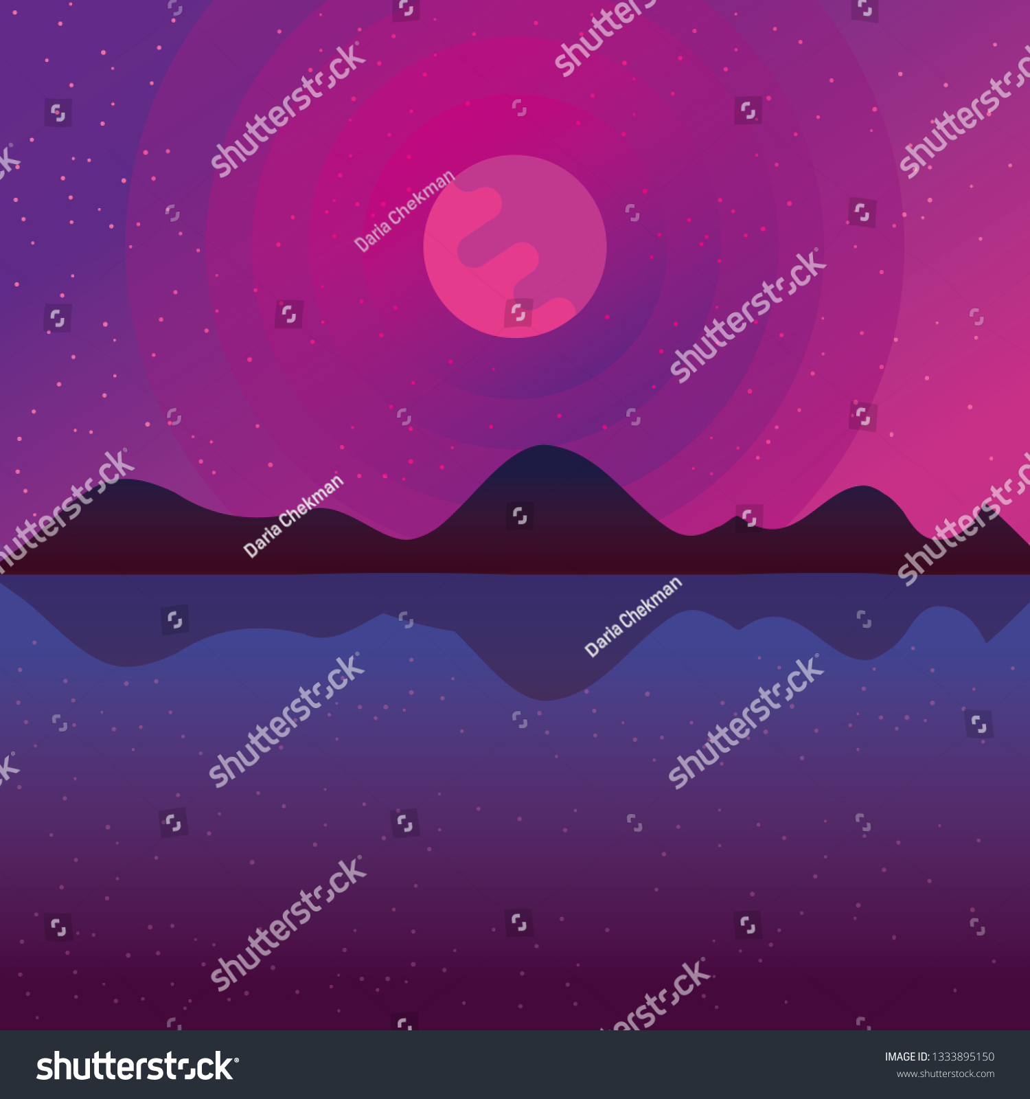 Retro Background Futuristic Landscape 1980s Royalty Free Stock Vector