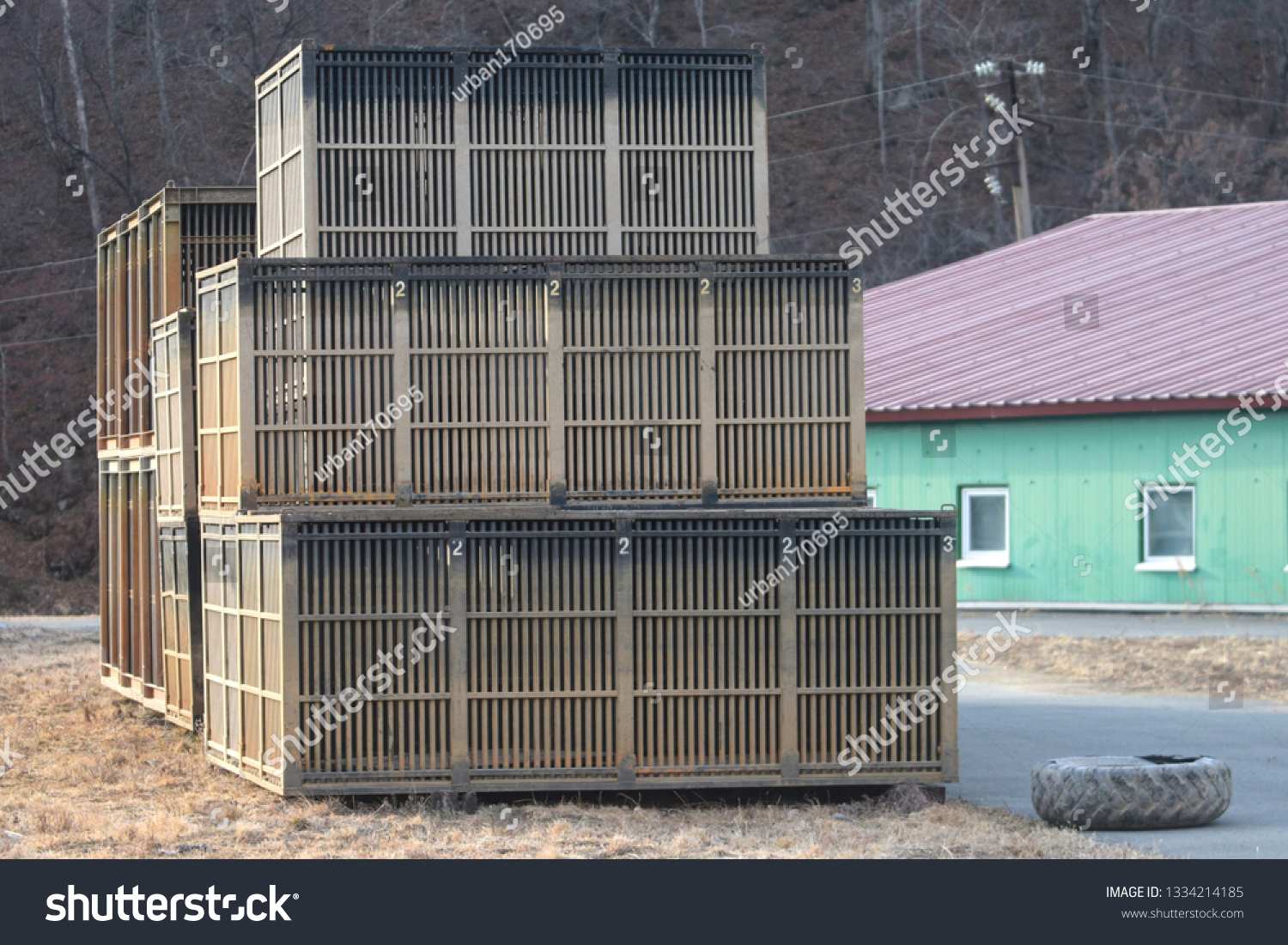 Wooden empty crates  #1334214185