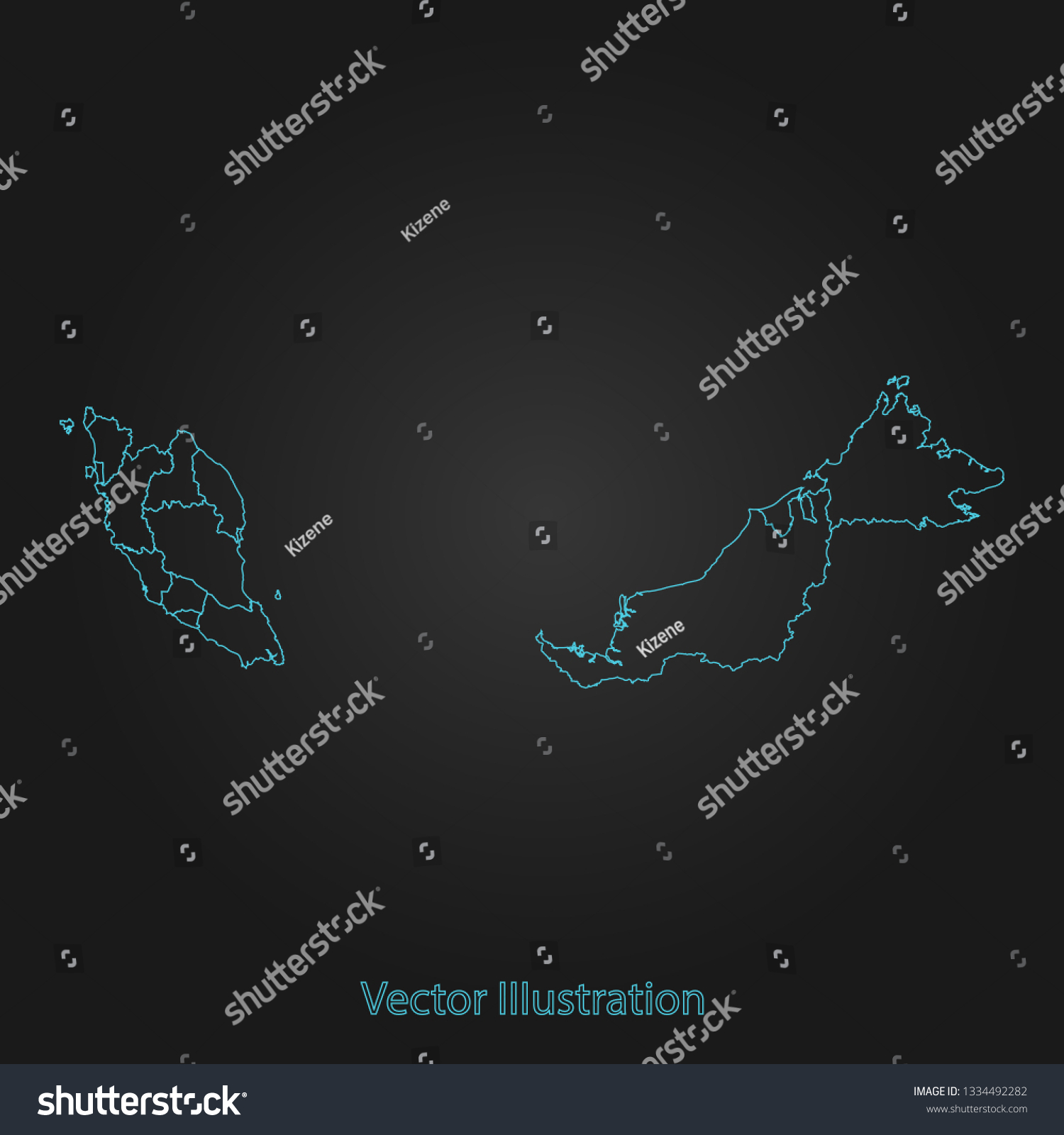 Malaysia map - Abstract mash line and point scales on dark background with Malaysia. flat design style, clean and modern. Vector Illustration eps10 #1334492282
