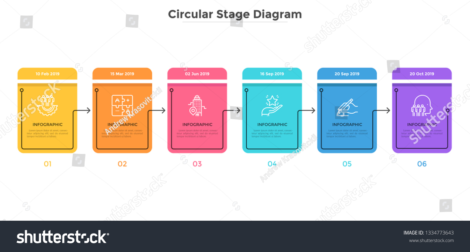 Horizontal progress bar with 6 colorful - Royalty Free Stock Vector ...