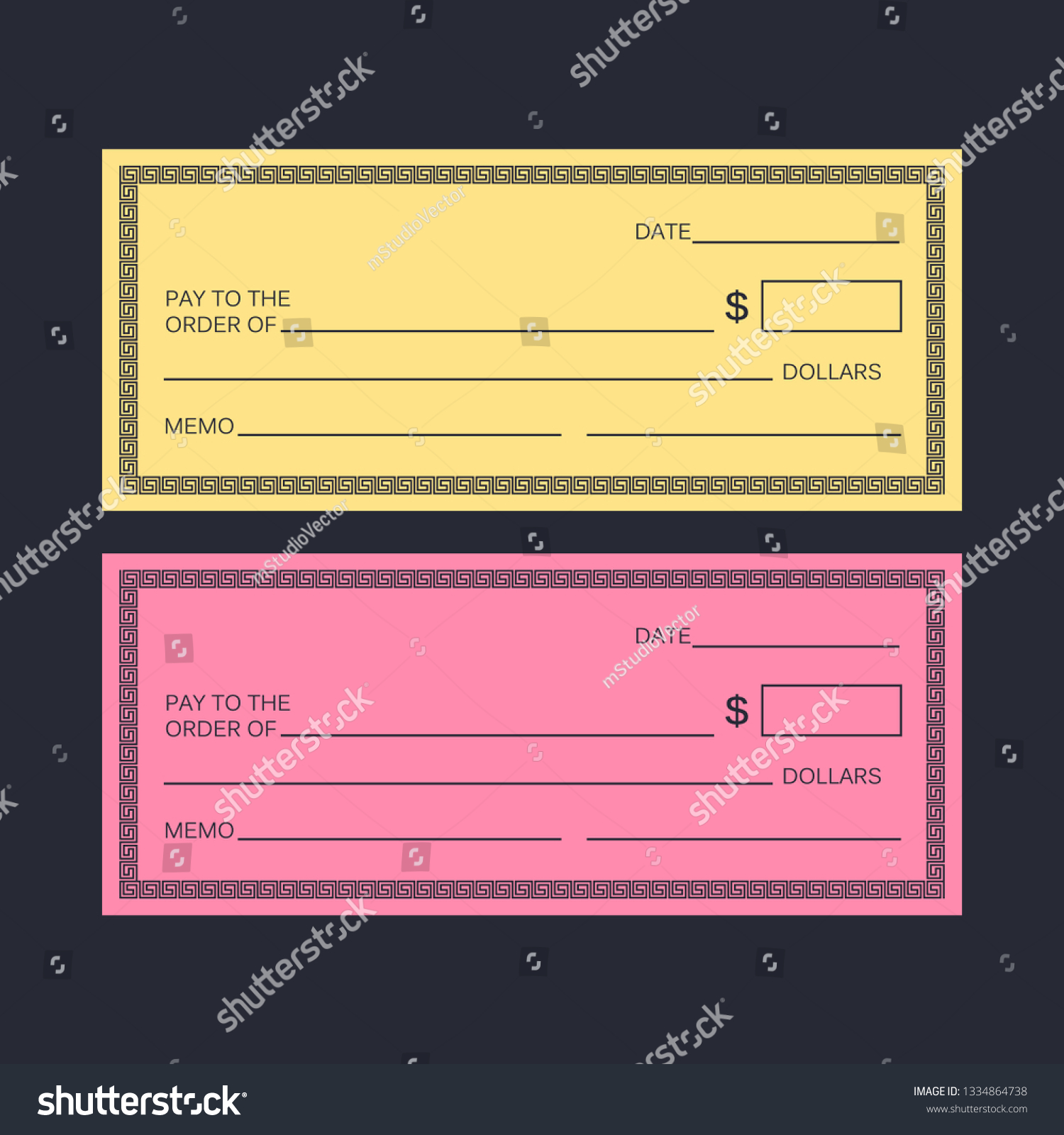 Blank check template. Check template. Banking check template #1334864738