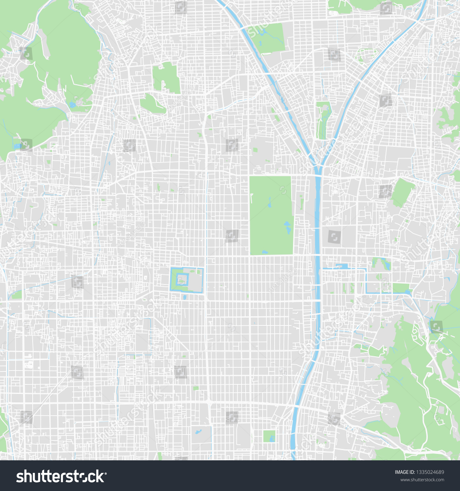 Downtown vector map of Kyoto, Japan. This - Royalty Free Stock Vector 1335024689 - Avopix.com