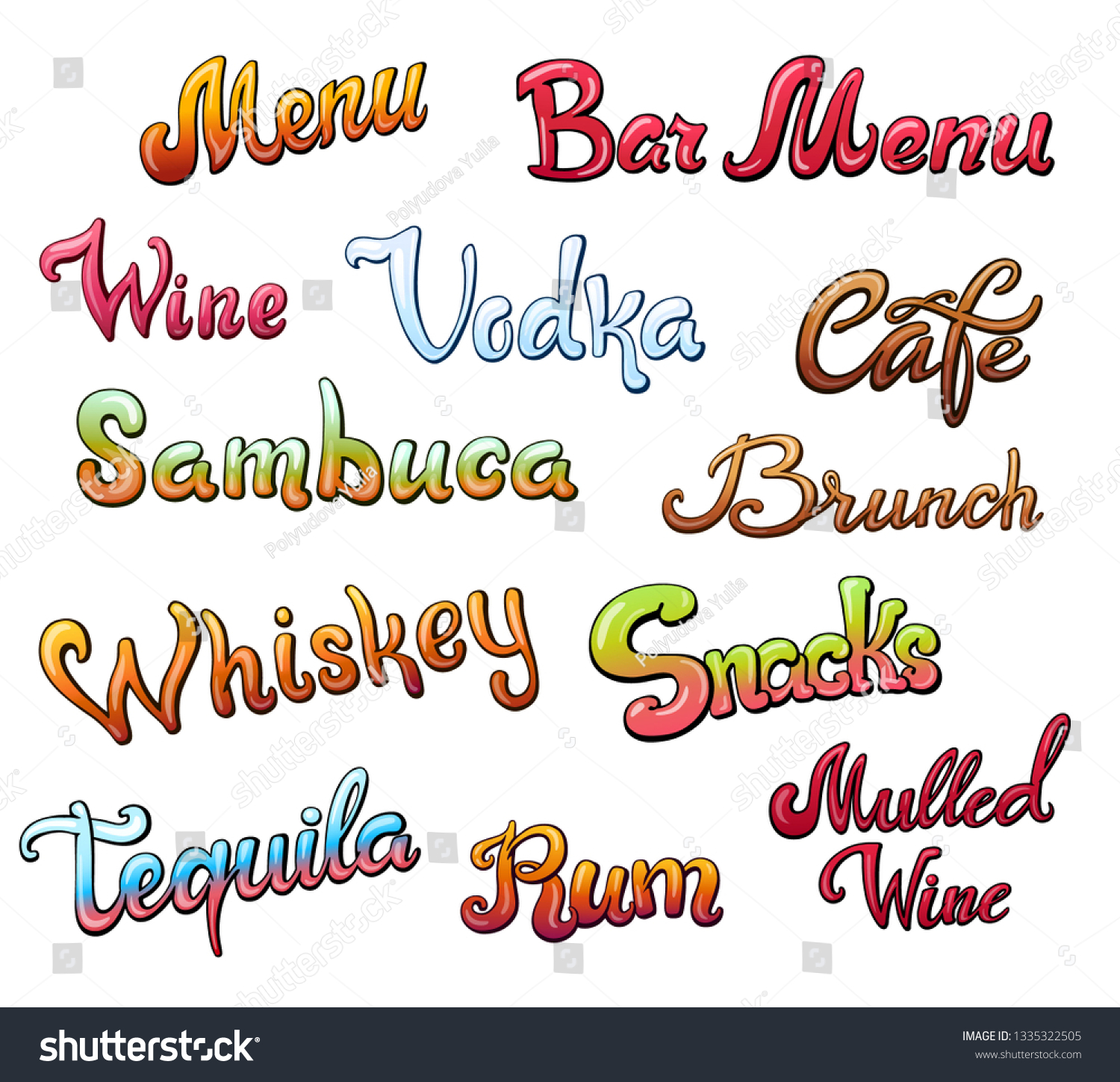 Set of menu handwritten lettering. Restaurant Royalty Free Stock