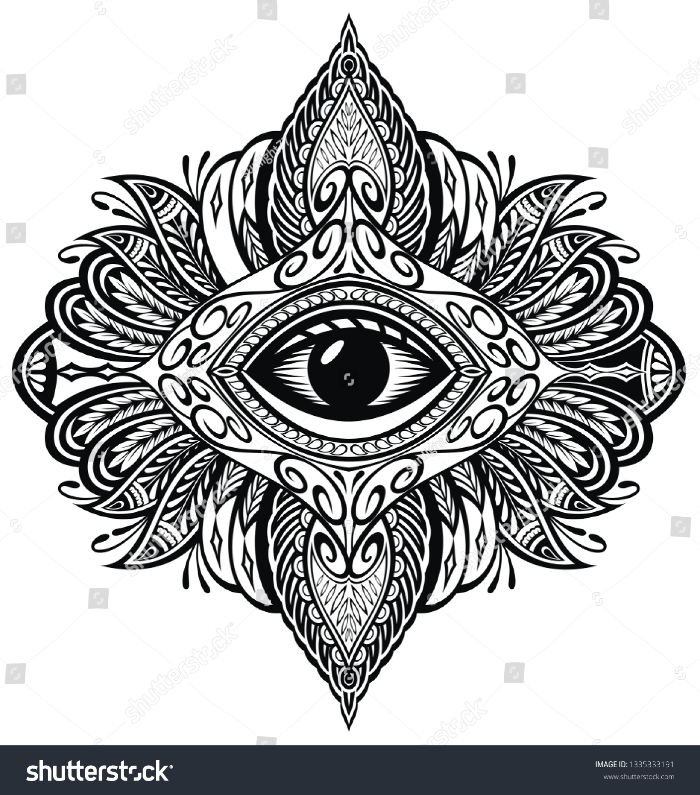 Blackwork tattoo . Eye of Providence. Mandala with eye #1335333191