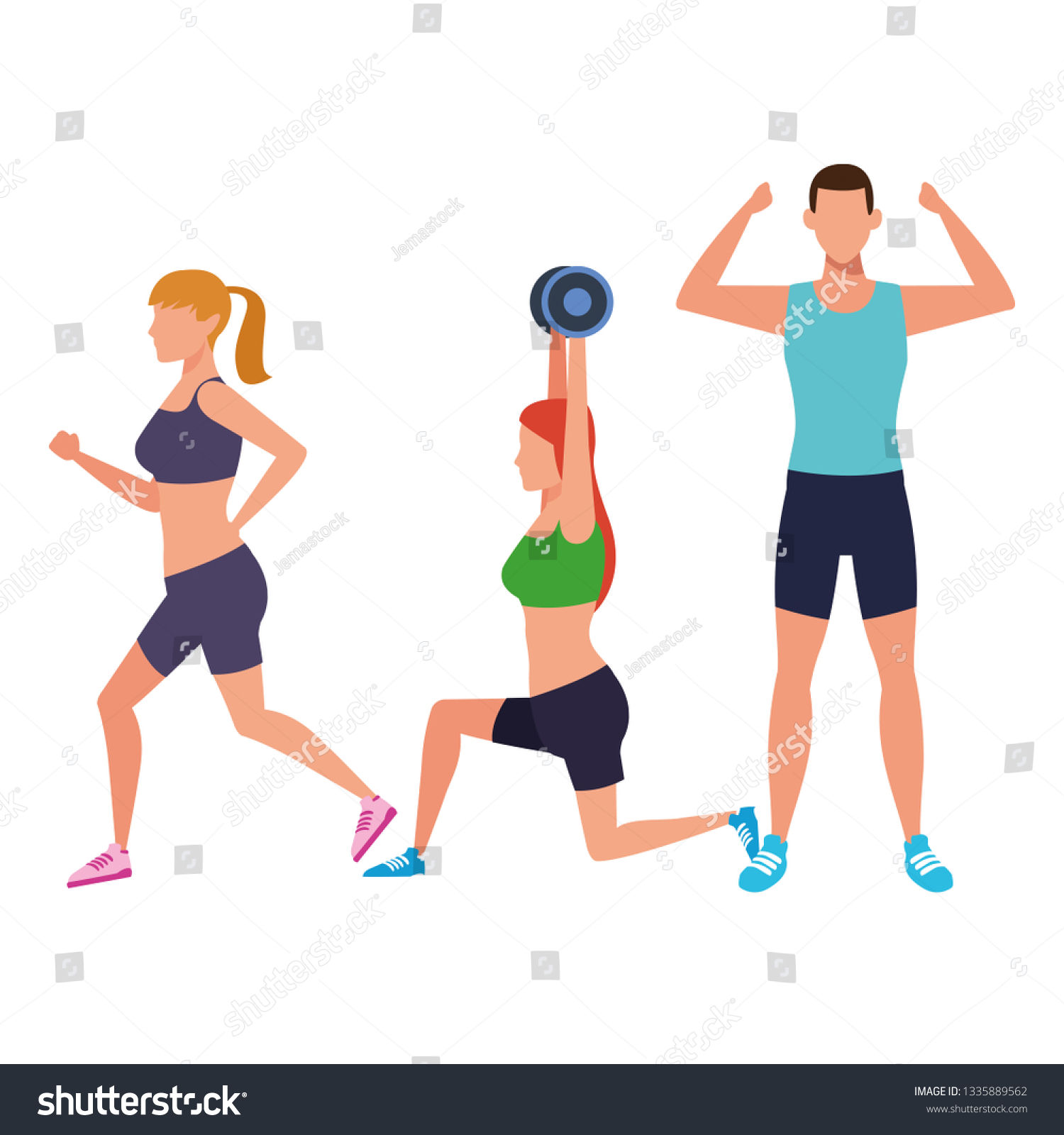 group of people working out - Royalty Free Stock Vector 1335889562 ...