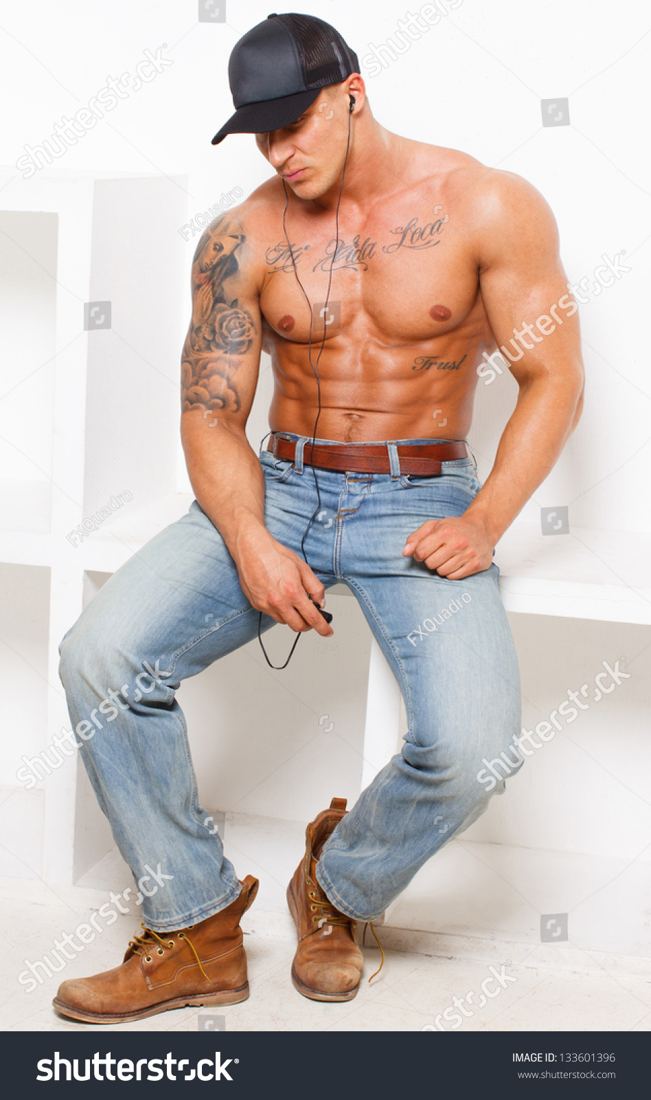 sexy men in blue jeans