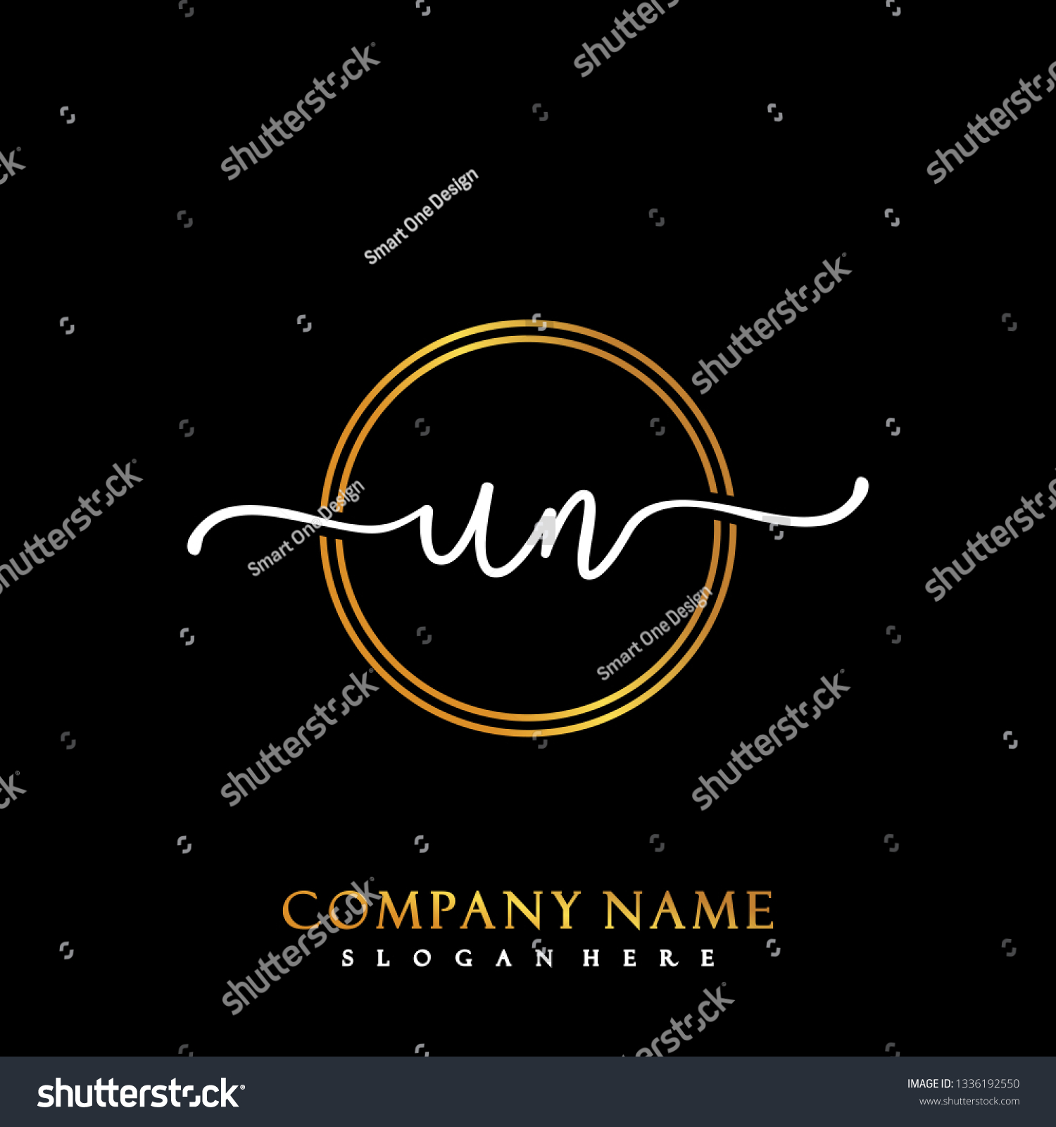 UN Initial Handwriting logo template vector - Royalty Free Stock Vector ...