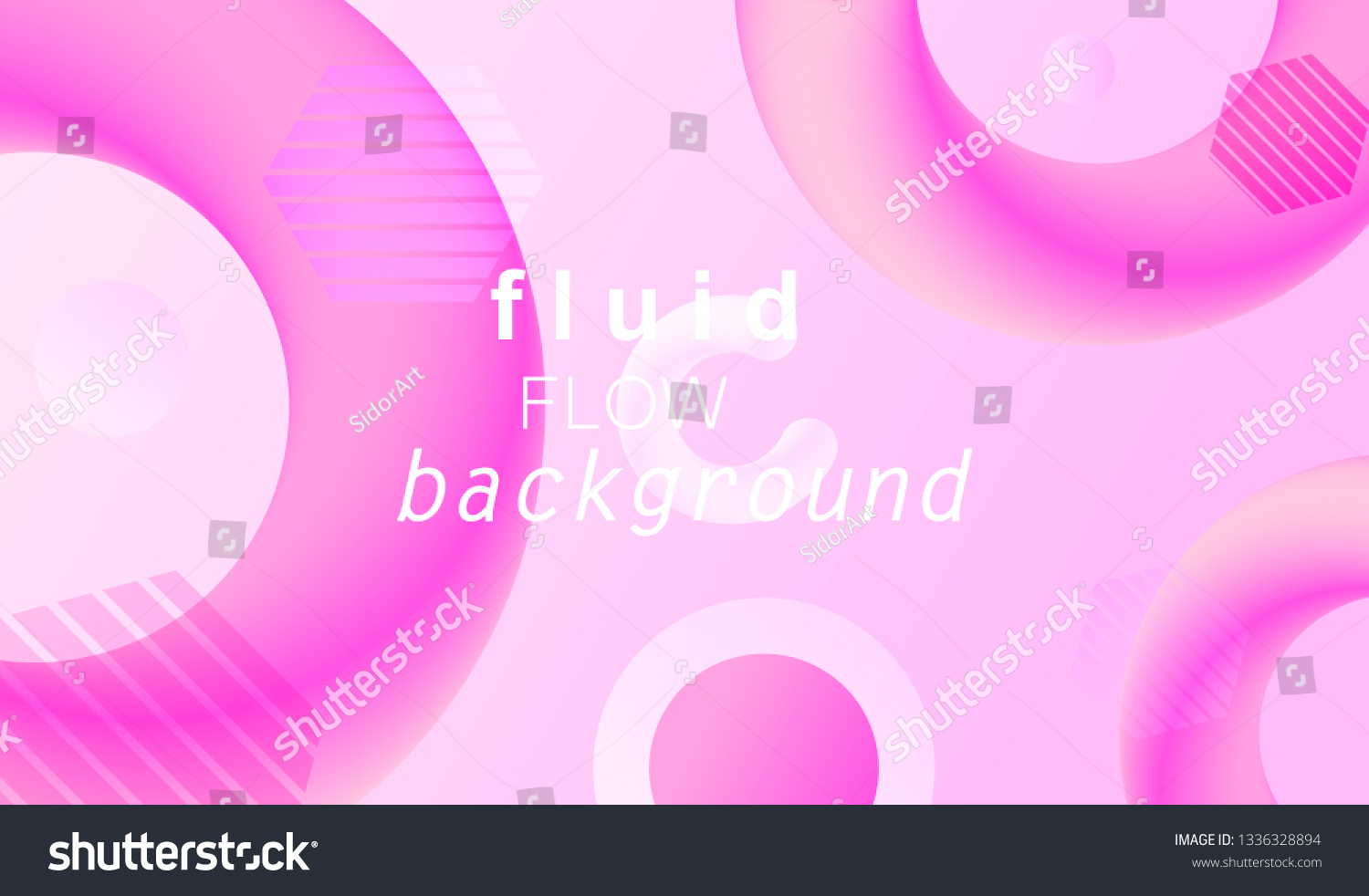 Fluid 3d abstract background. Futuristic liquid gradient shapes design. Vector eps10. #1336328894