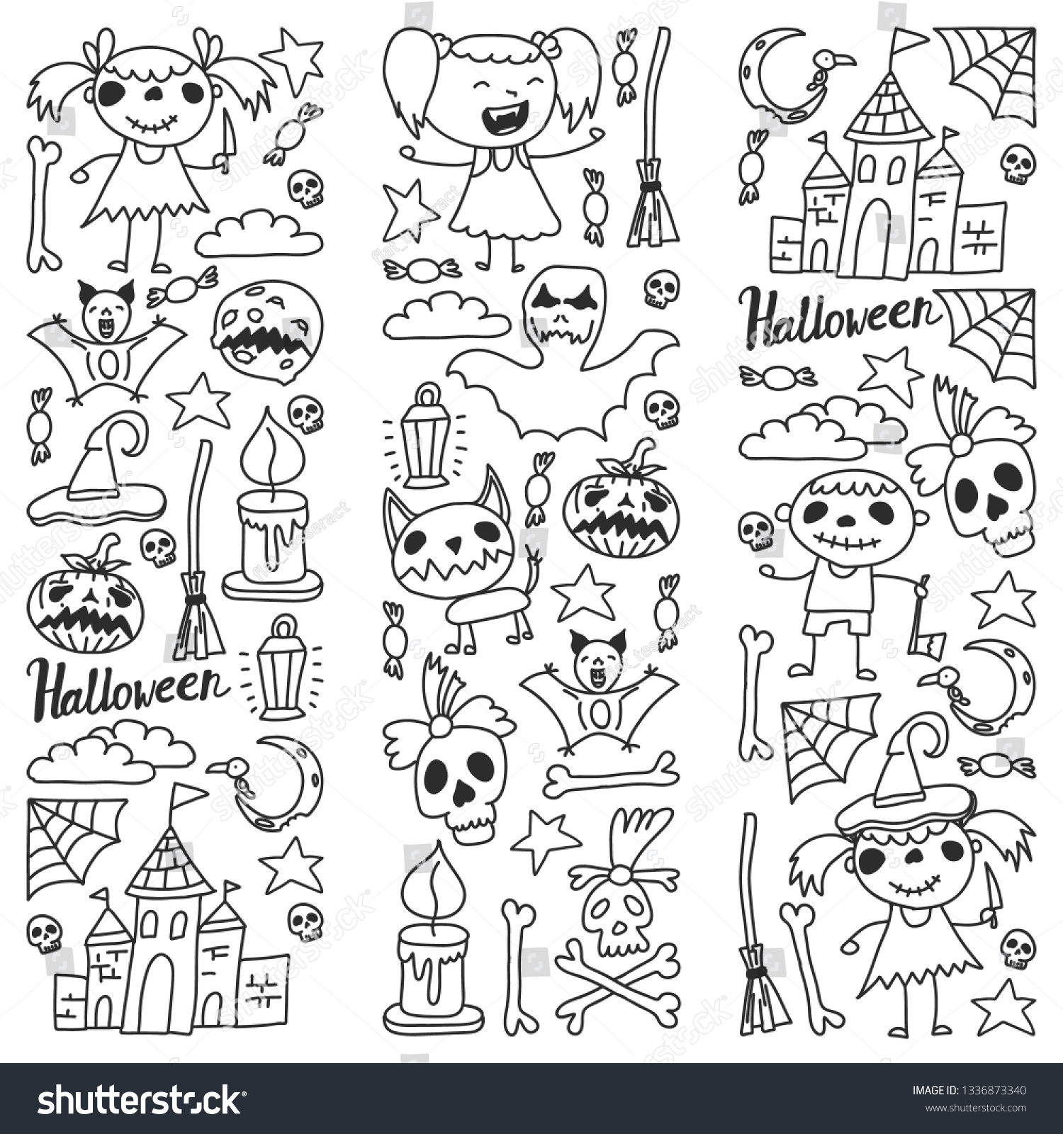 Halloween themed doodle set. Traditional and - Royalty Free Stock ...