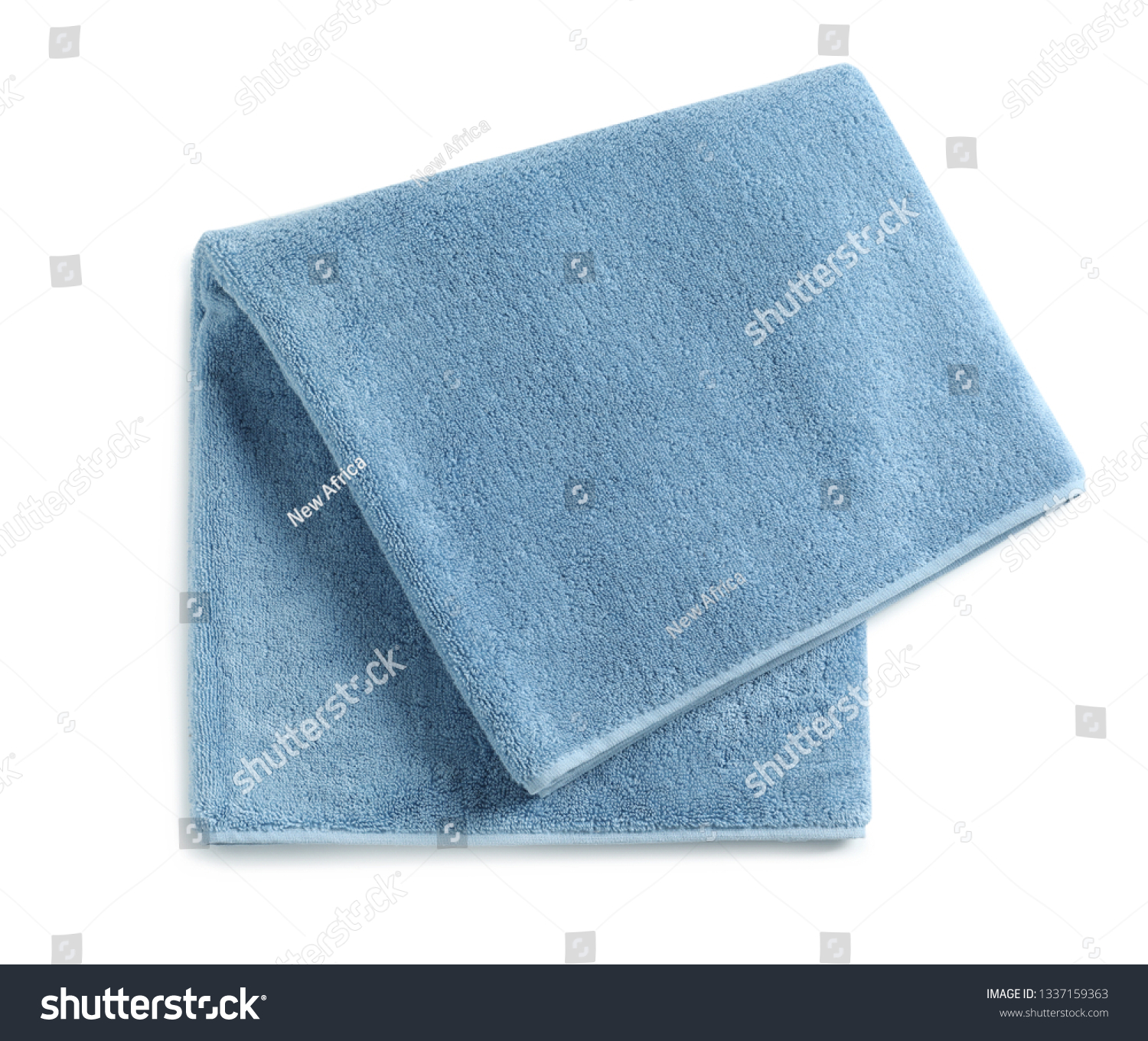 Soft folded towel isolated on white, top view #1337159363