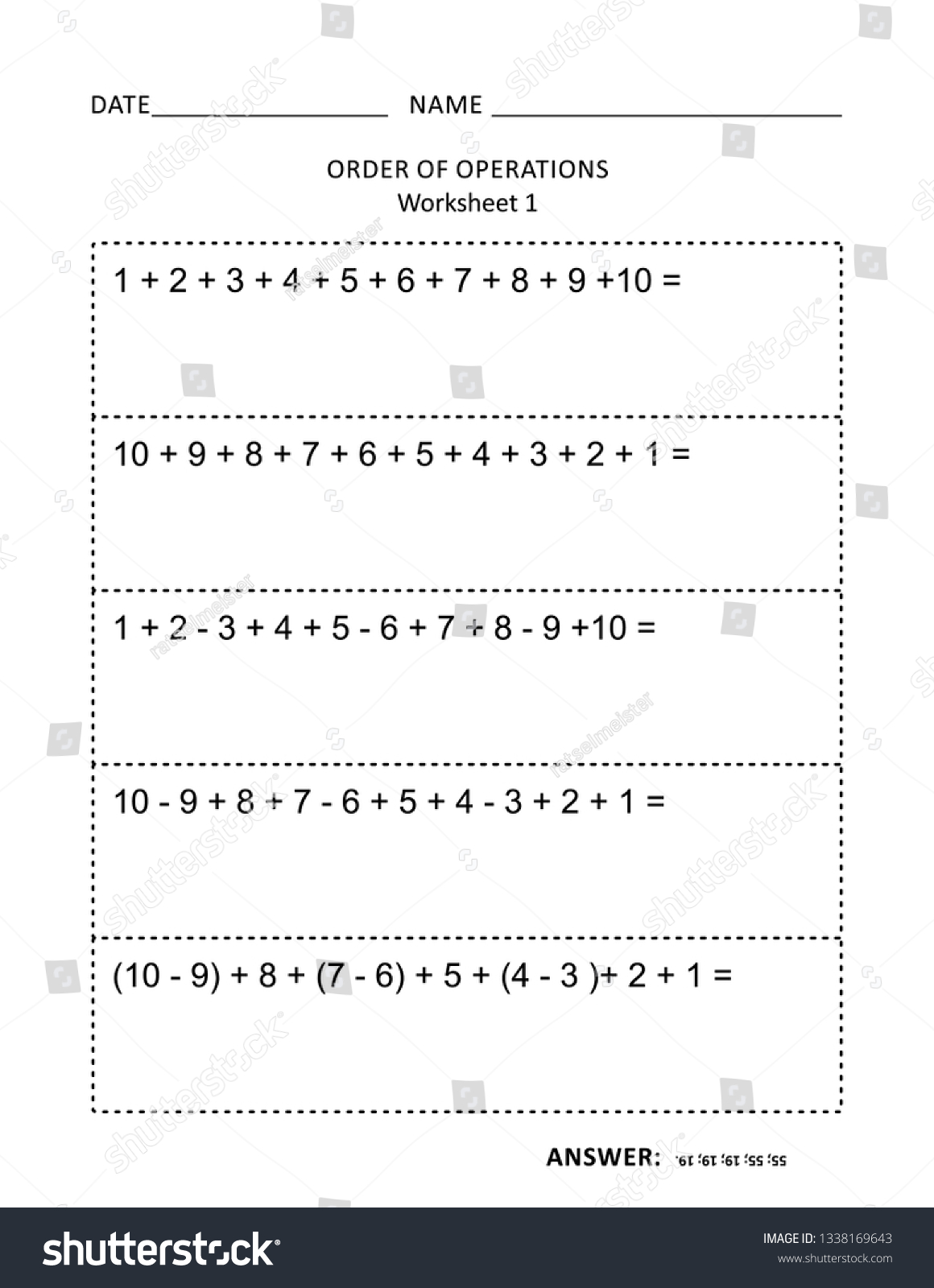 Math worksheet for students of all ages. Learn, - Royalty Free Stock Vector 1338169643 - Avopix.com