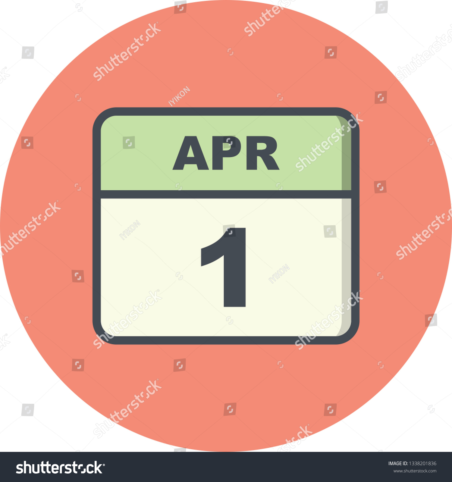 April 1st Date on a Single Day Calendar Royalty Free Stock Vector