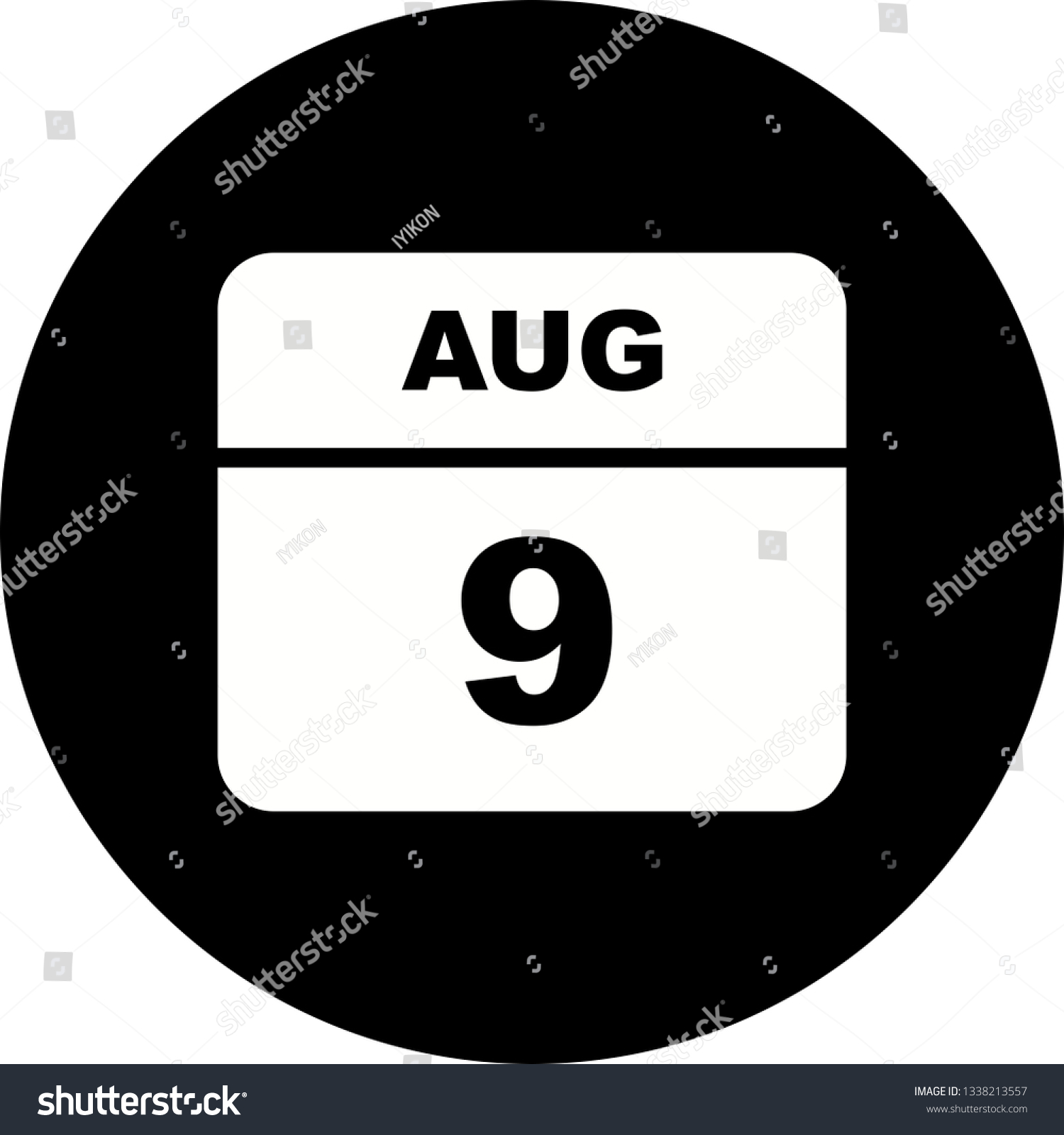 August 9th Date On A Single Day Calendar Royalty Free Stock Vector