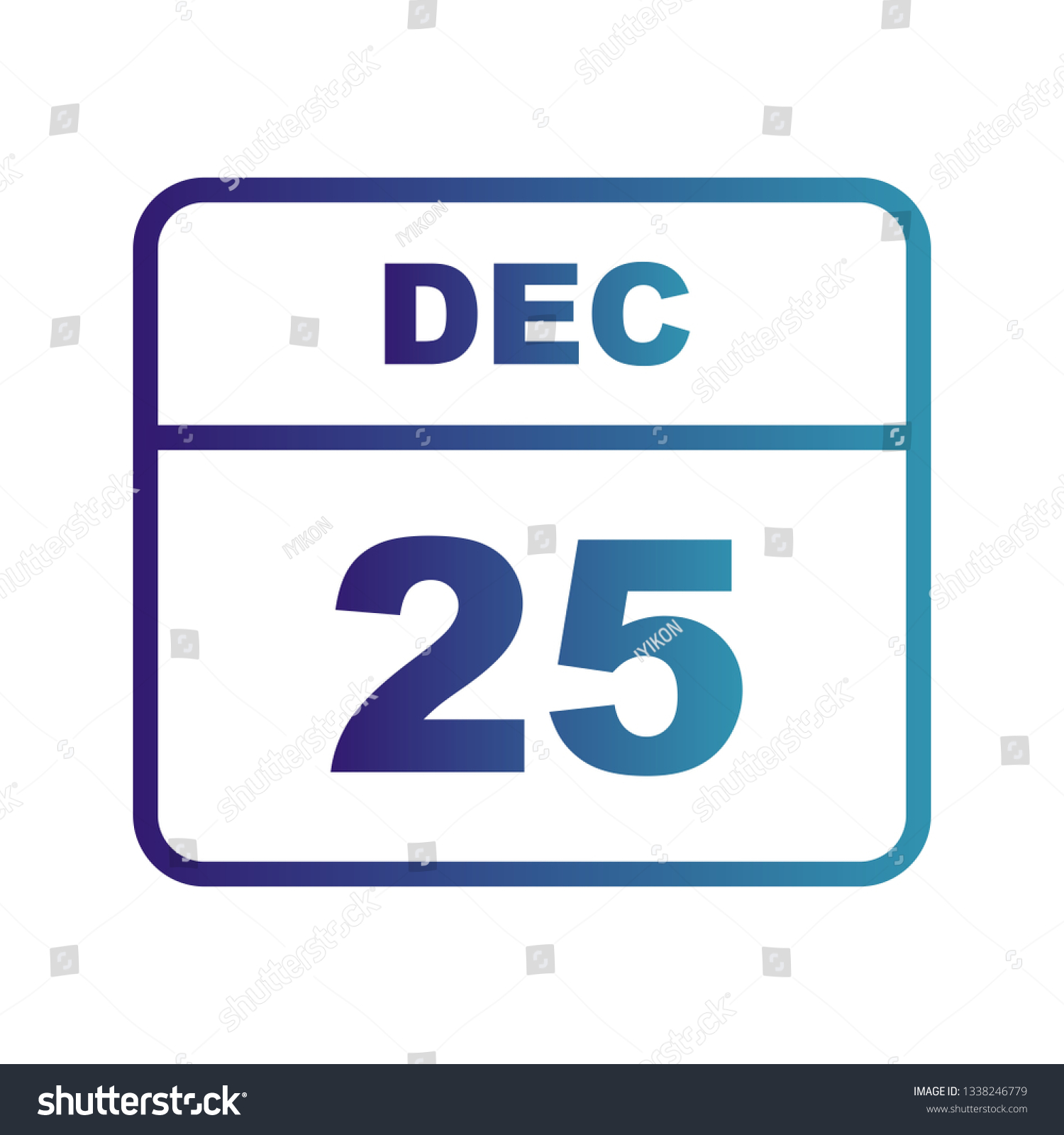 December 25th Date on a Single Day Calendar Royalty Free Stock Vector