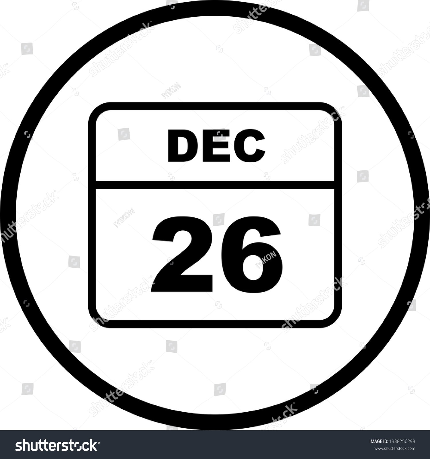 December 26th Date on a Single Day Calendar - Royalty Free Stock Vector