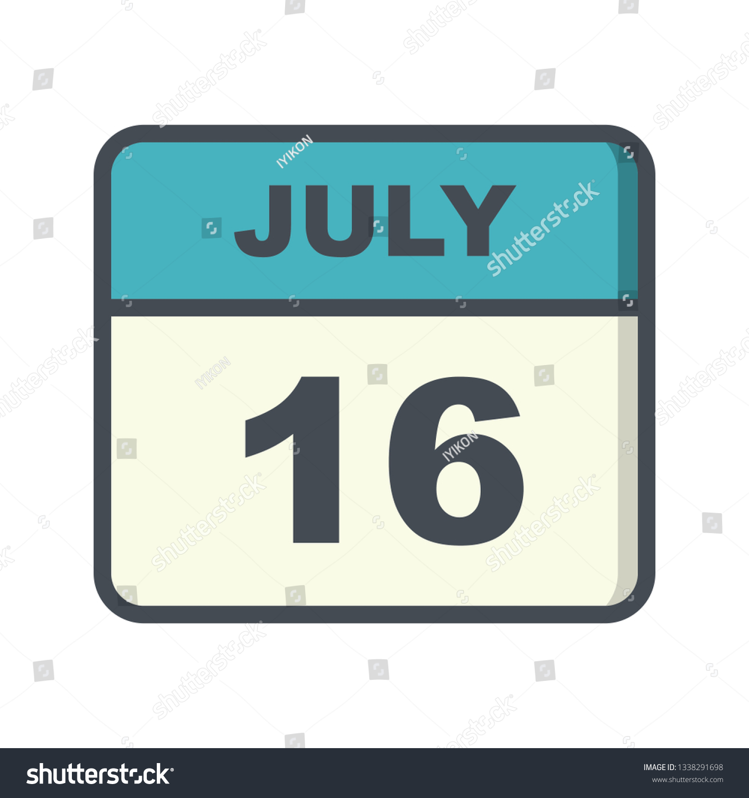 July 16th Date on a Single Day Calendar Royalty Free Stock Vector