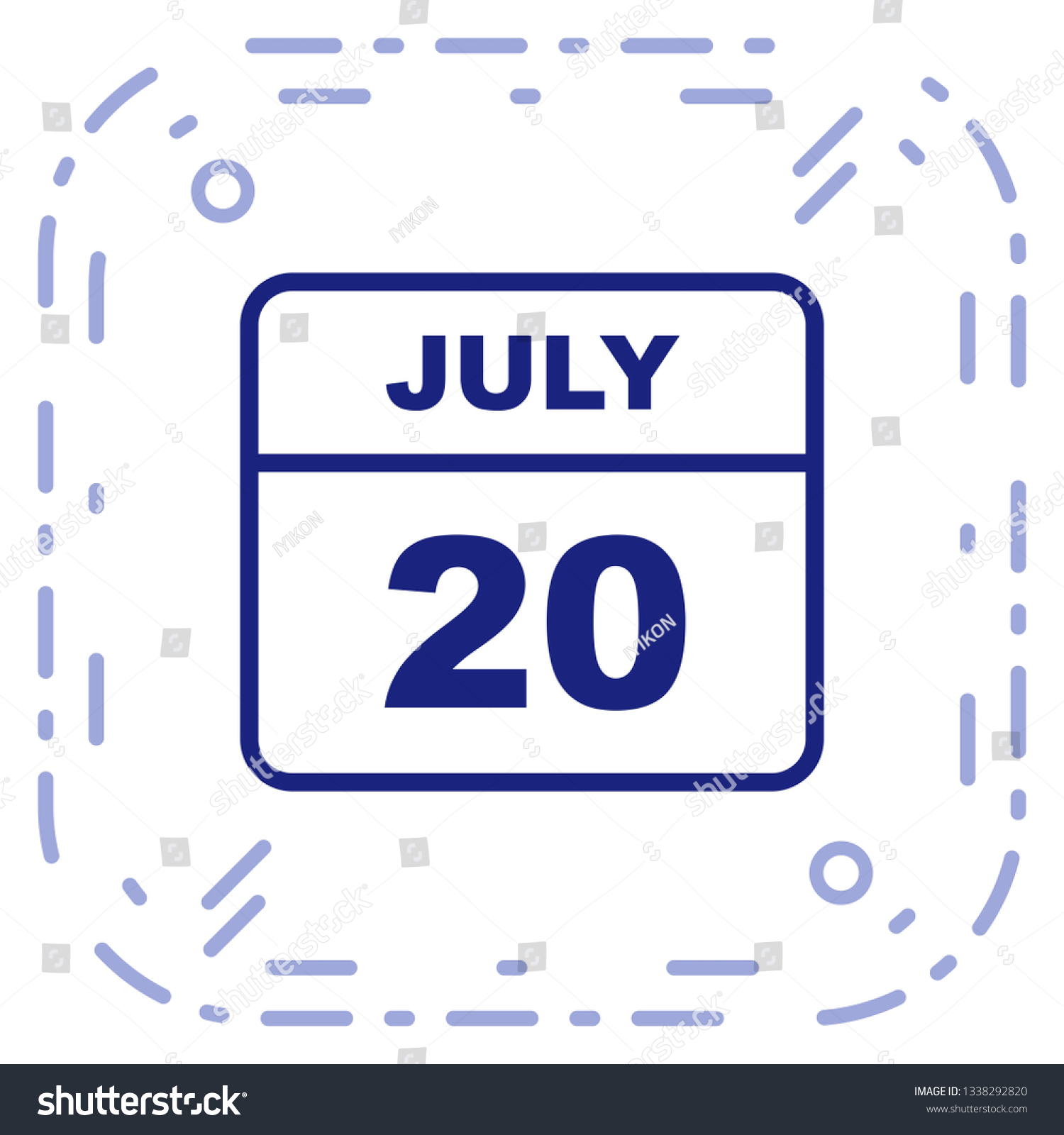 July 20th Date On A Single Day Calendar Royalty Free Stock Vector